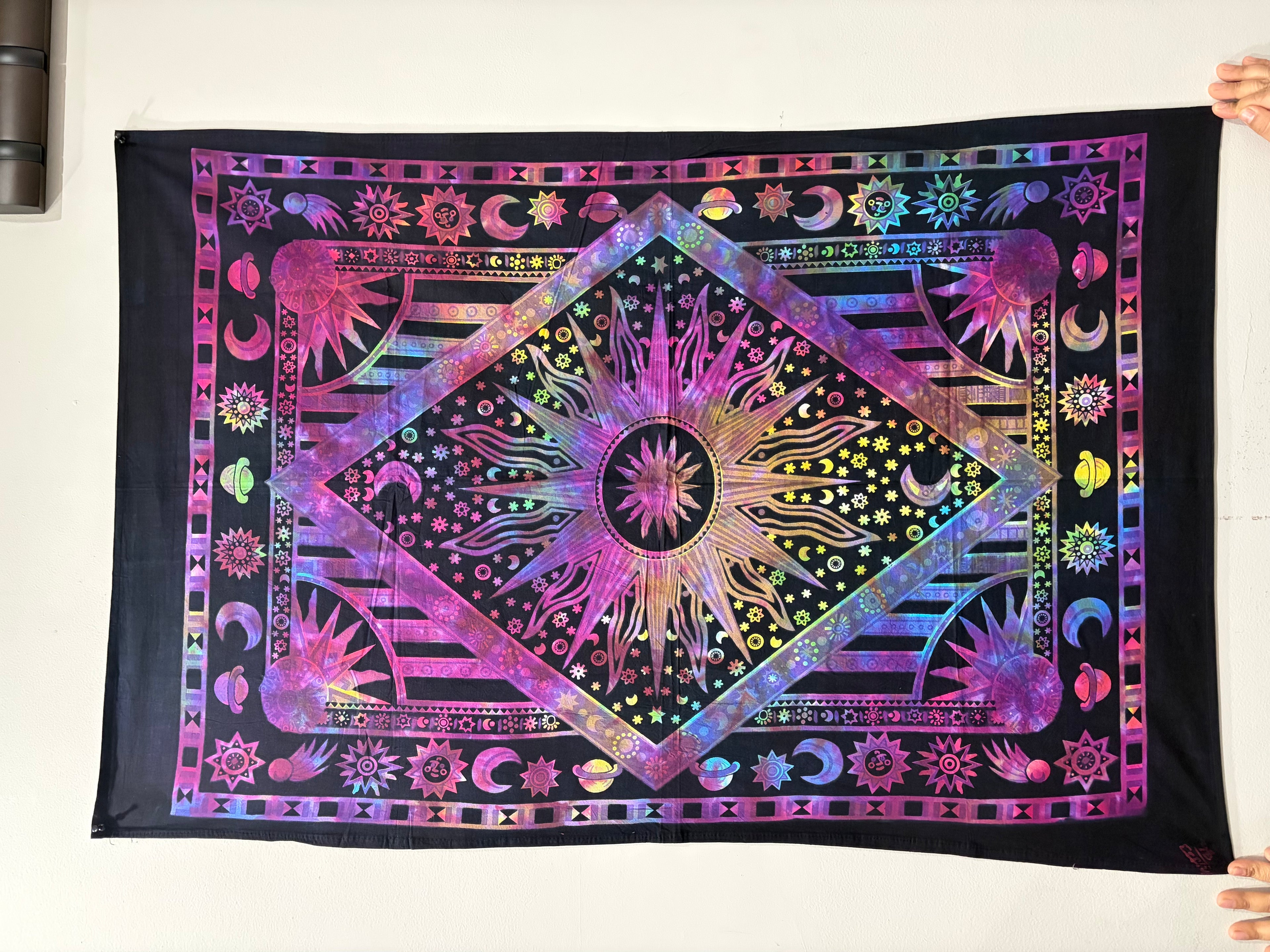 Vibrant Cotton Printed Mini Tapestry / Poster (42" x 30") – Multi-Use Boho Decor