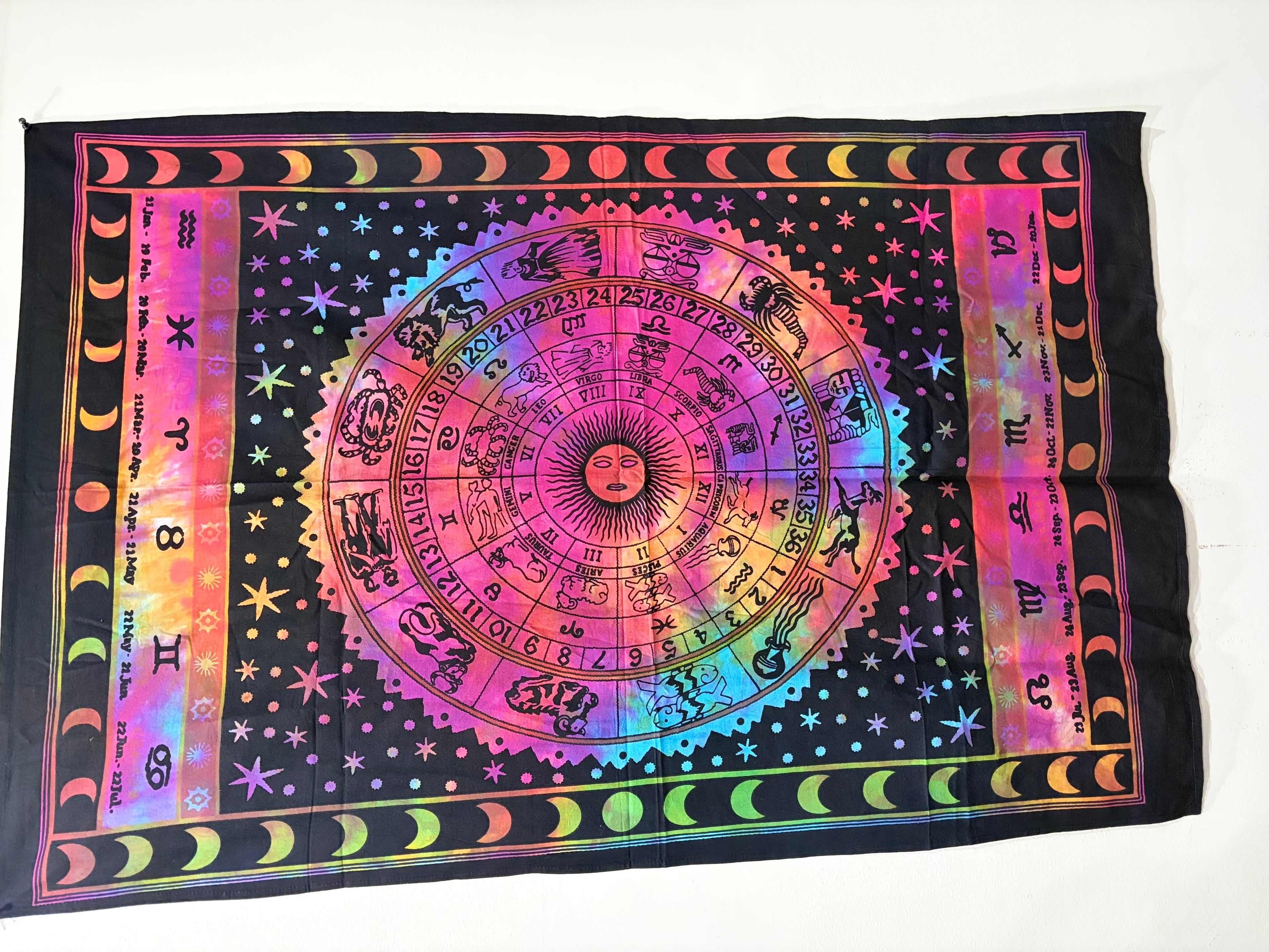 Vibrant Cotton Printed Mini Tapestry / Poster (42" x 30") – Multi-Use Boho Decor