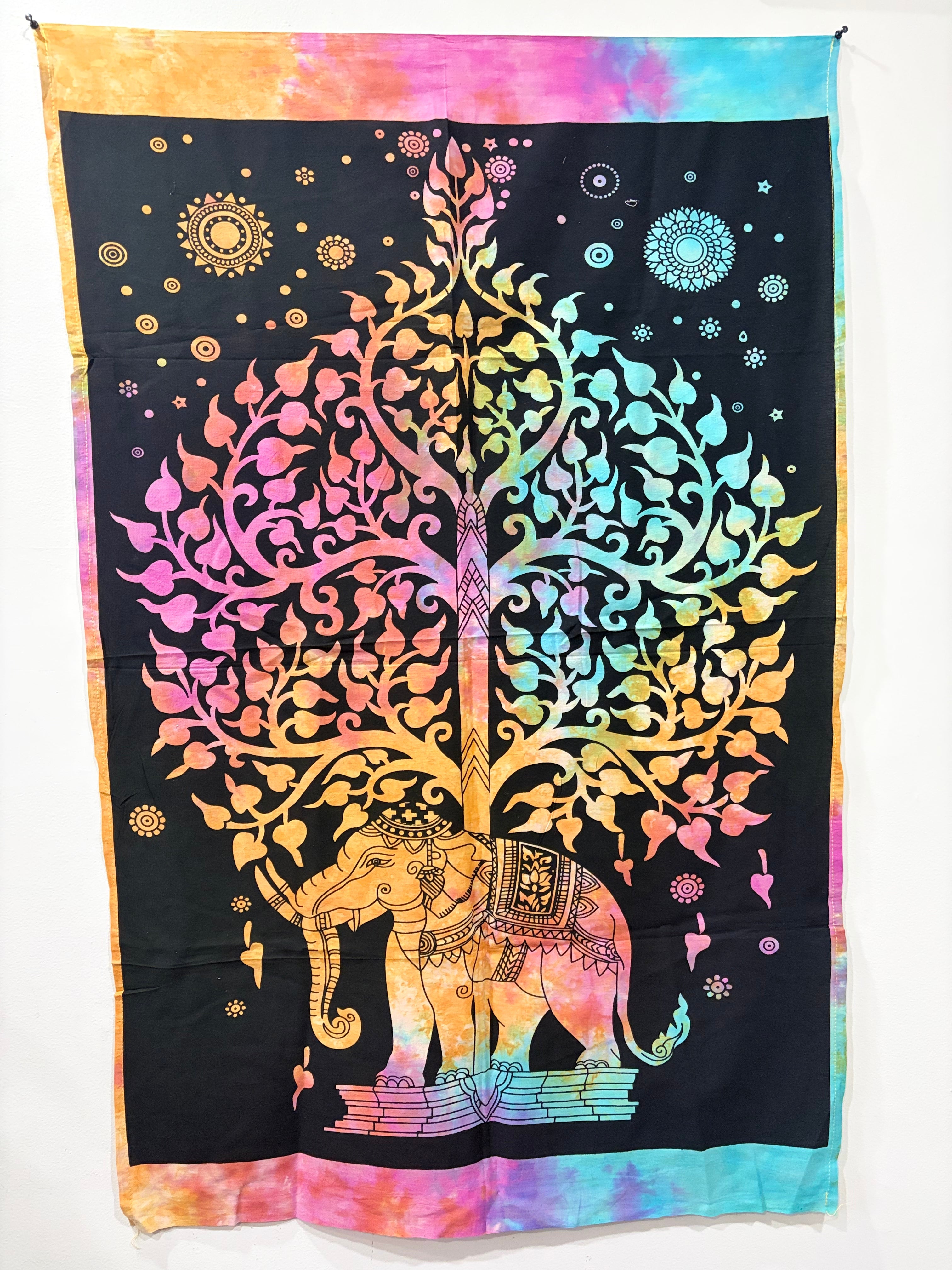 Vibrant Cotton Printed Mini Tapestry / Poster (42" x 30") – Multi-Use Boho Decor