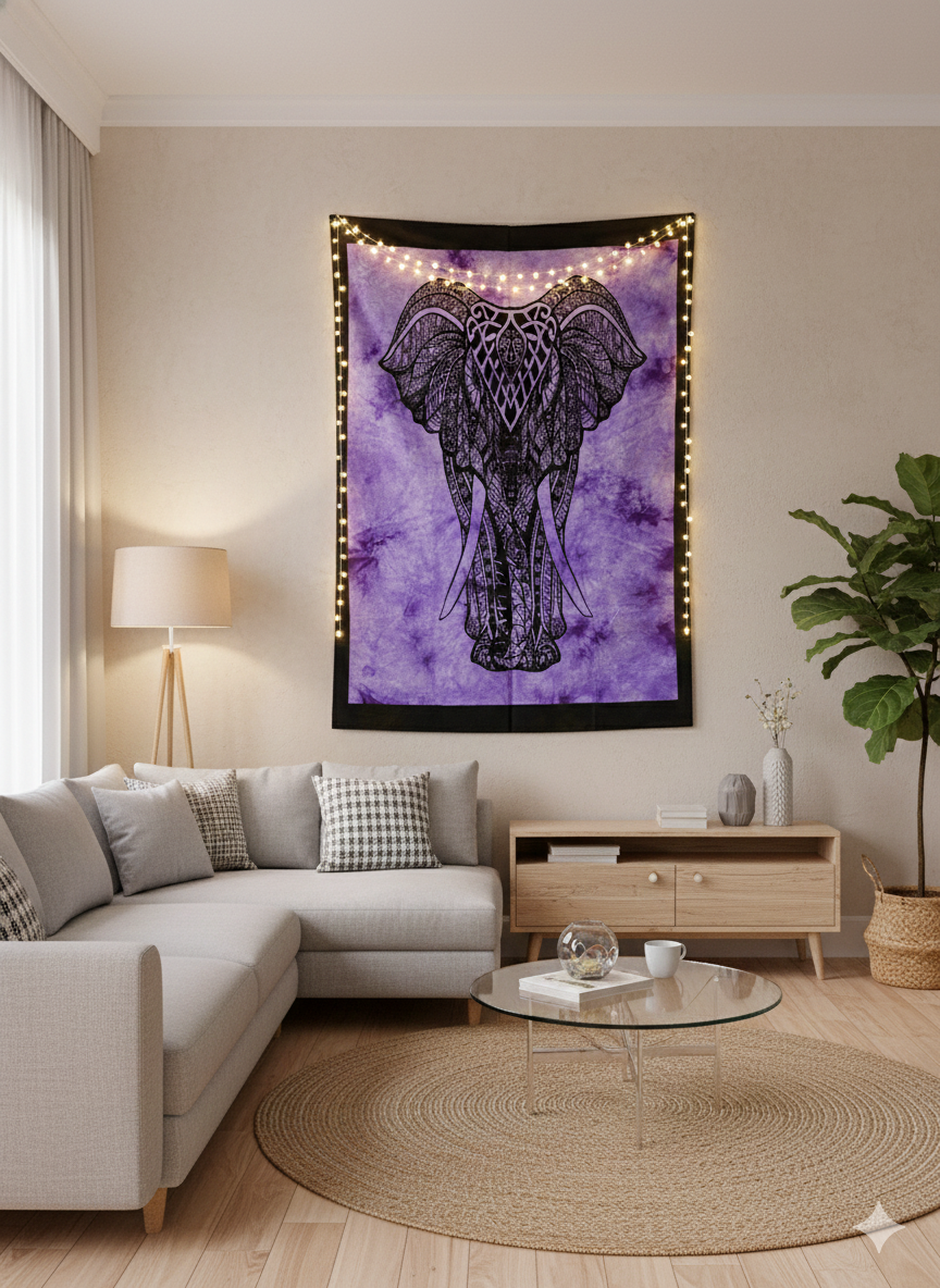 Vibrant Cotton Printed Mini Tapestry / Poster (42" x 30") – Multi-Use Boho Decor