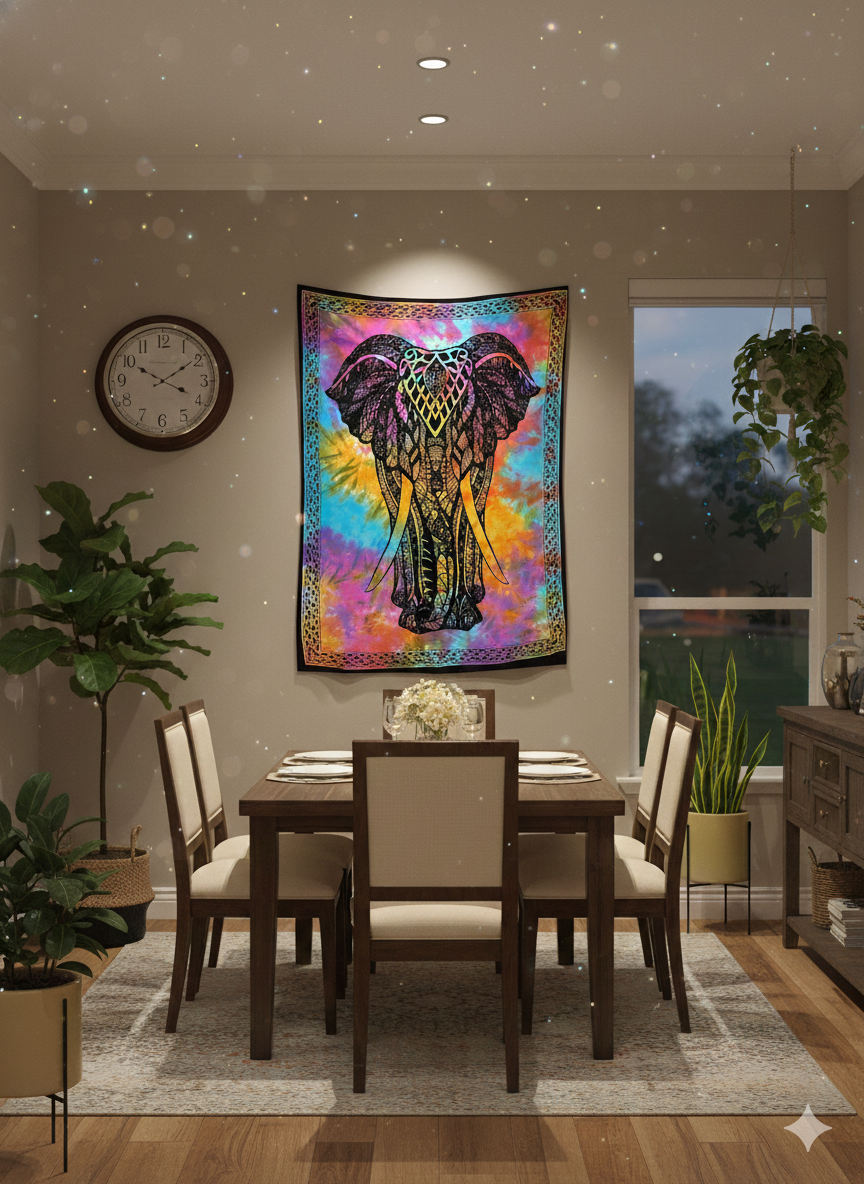 Vibrant Cotton Printed Mini Tapestry / Poster (42" x 30") – Multi-Use Boho Decor