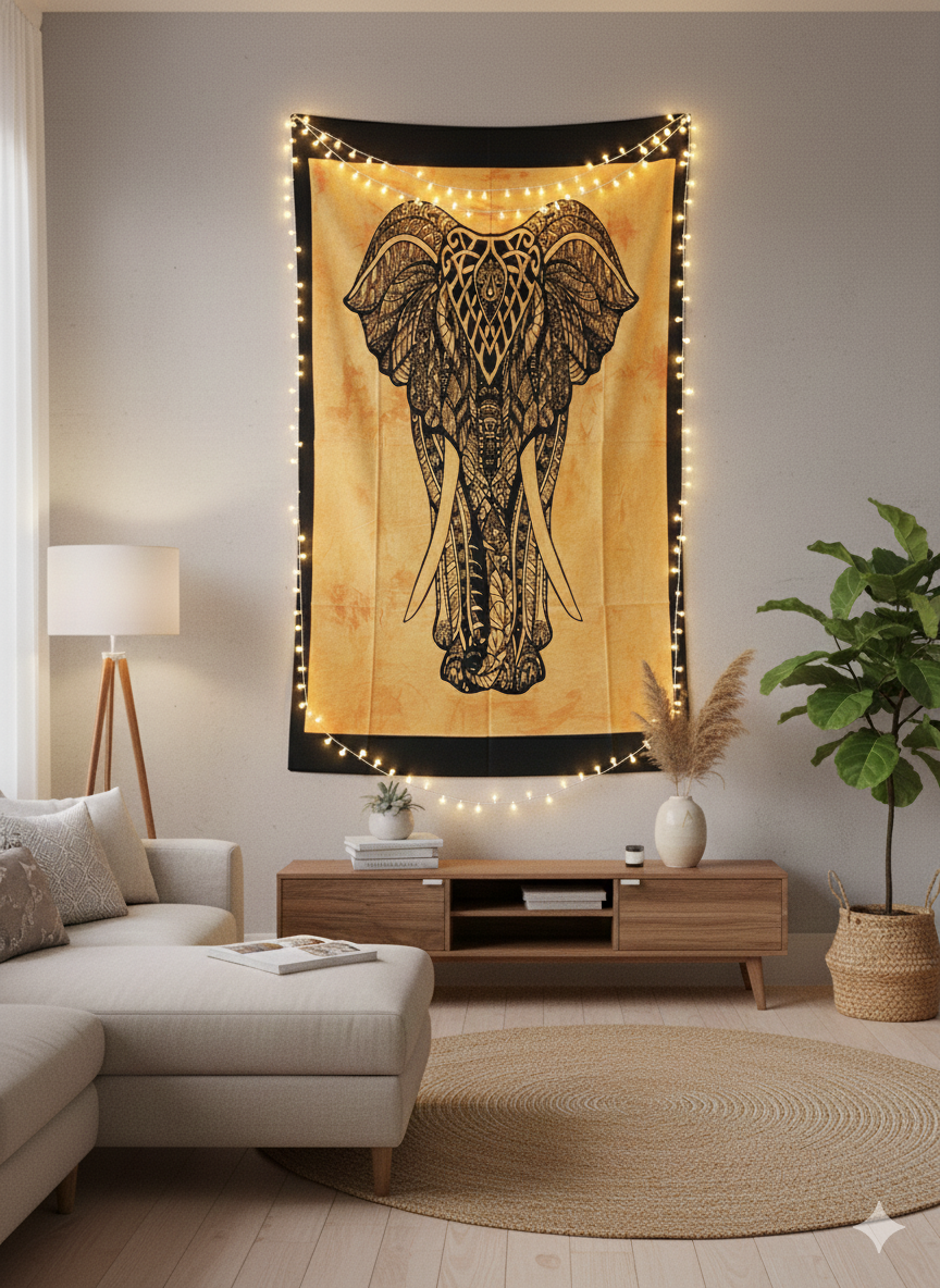 Artisan Auraa Handcrafted Cotton Tapestry Wall Hanging – Bohemian & Spiritual Home Decor (Approx. 42" x 30")
