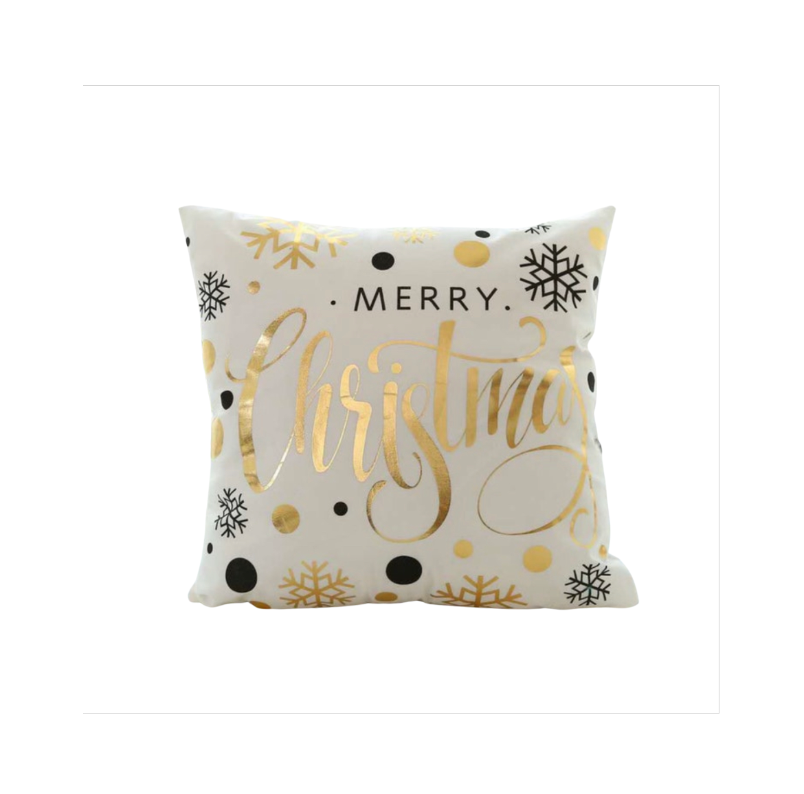 Merry Christmas & Happy Holidays Throw Pillow Cover - Elegant Gold Snowflake Design