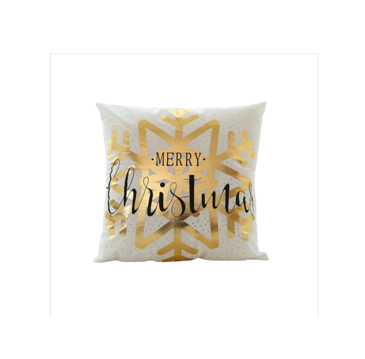 Merry Christmas & Happy Holidays Throw Pillow Cover - Elegant Gold Snowflake Design