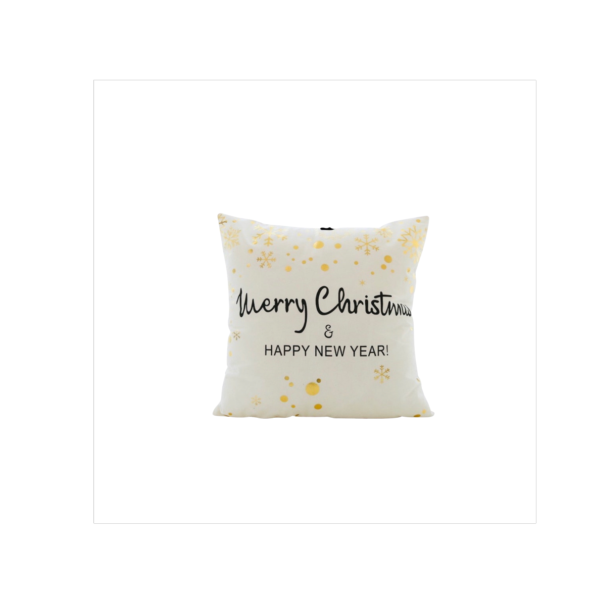 Merry Christmas & Happy Holidays Throw Pillow Cover - Elegant Gold Snowflake Design