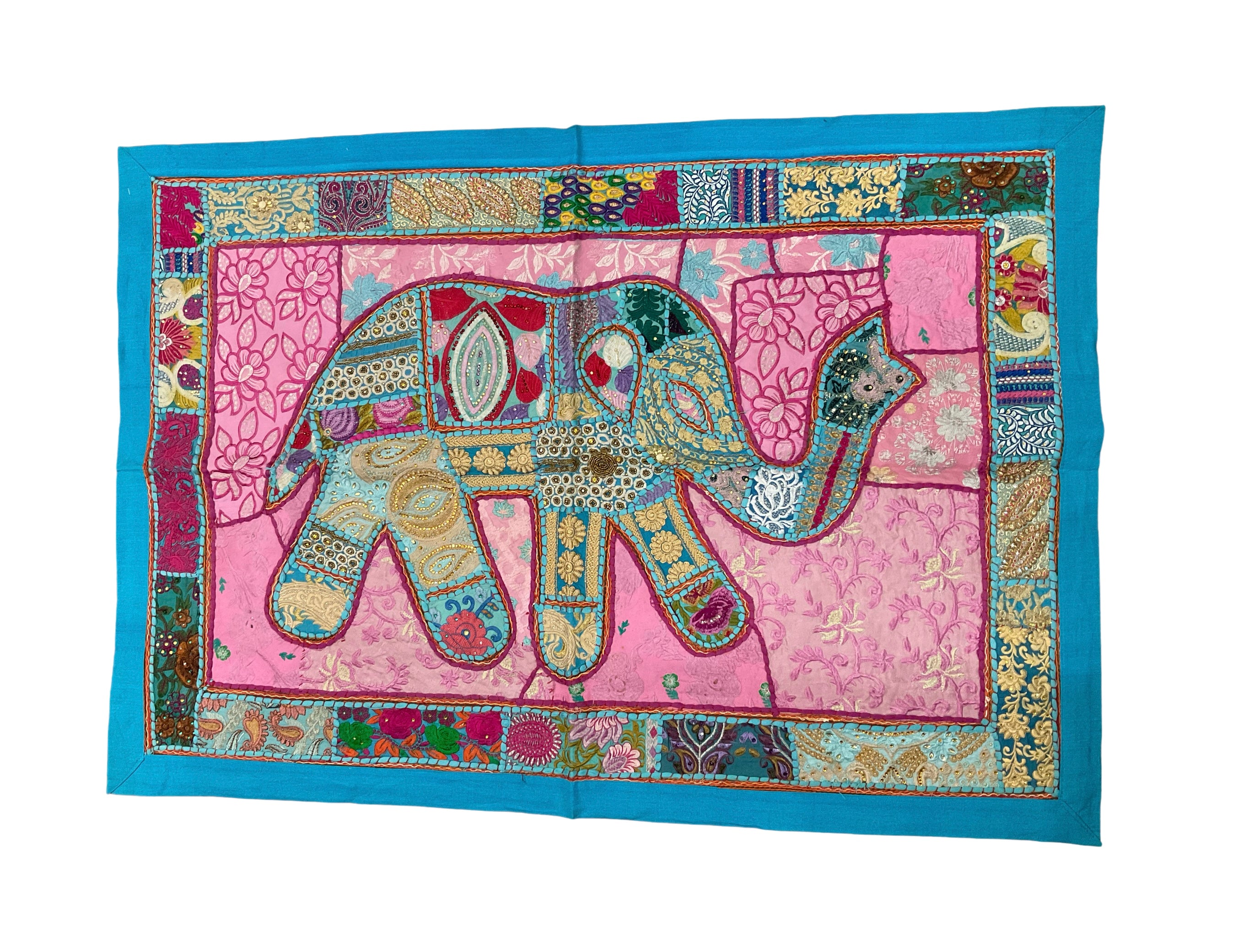 One-of-a-Kind Zardozi Elephant Tapestry (47" x 33") – Statement Wall Art