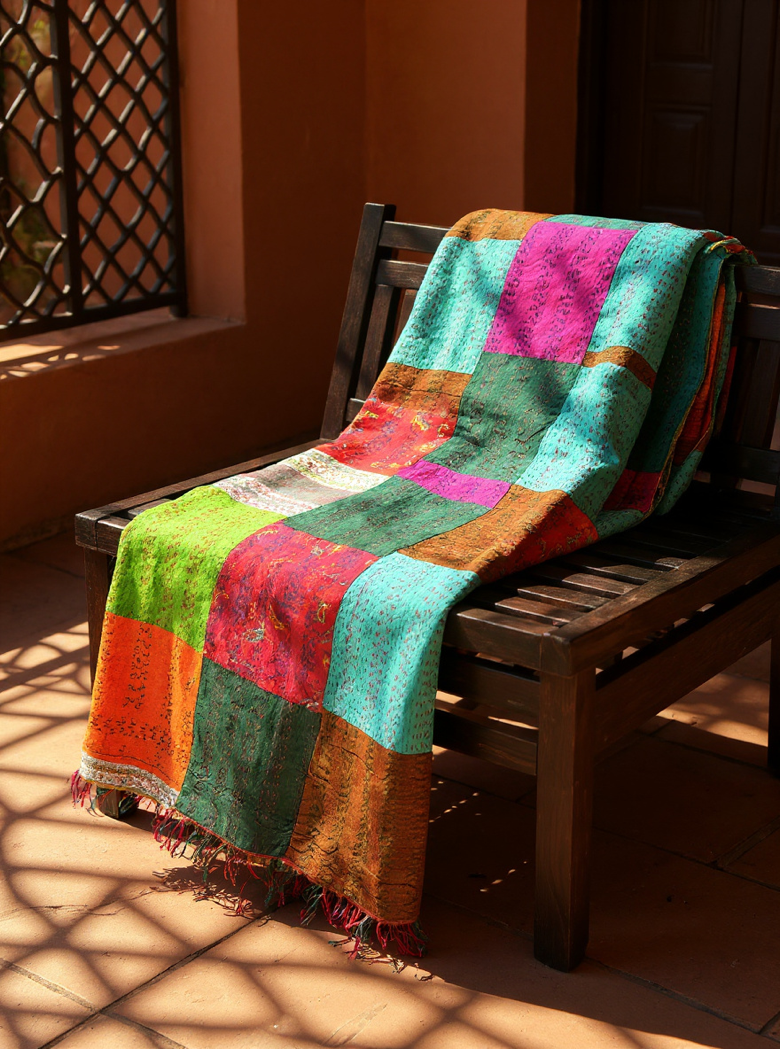 One-of-a-Kind Wide Kantha Scarf | Sustainable Artisan Fashion (The Statement Collection)