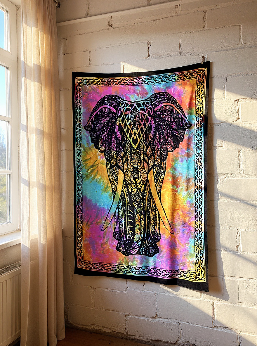 Vibrant Cotton Printed Mini Tapestry / Poster (42" x 30") – Multi-Use Boho Decor