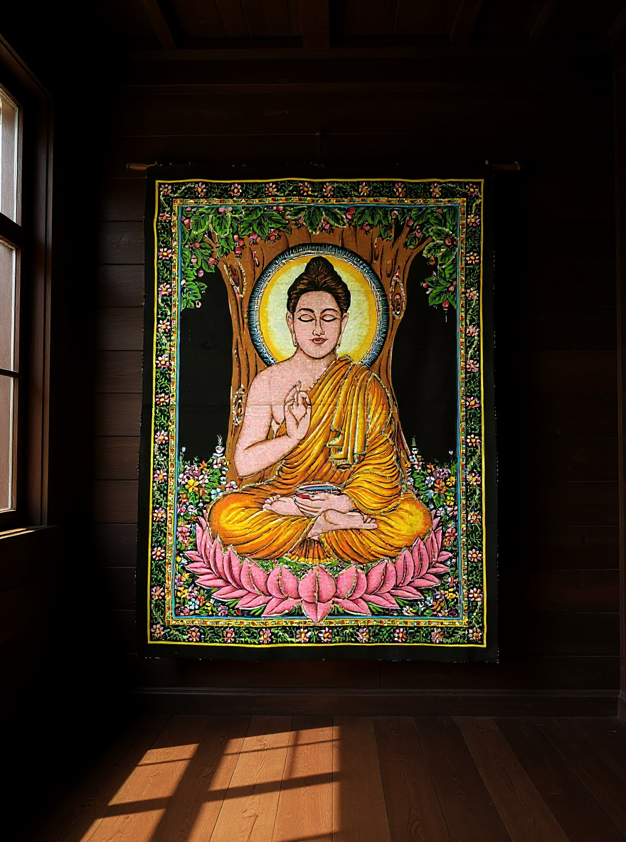 Artisan Auraa Handcrafted Cotton Tapestry Wall Hanging – Bohemian & Spiritual Home Decor (Approx. 42" x 30")