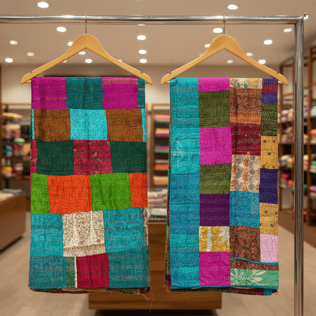 One-of-a-Kind Wide Kantha Scarf | Sustainable Artisan Fashion (The Statement Collection)