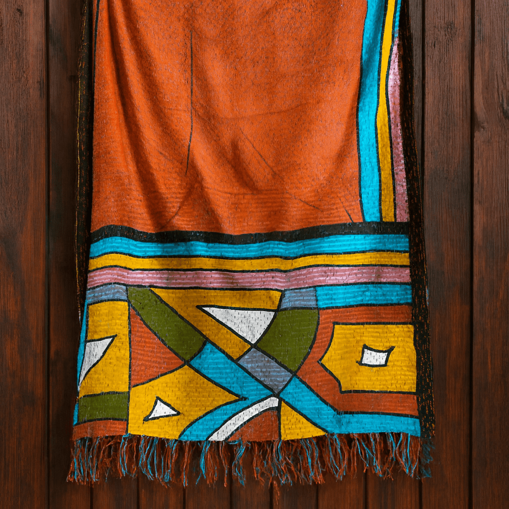 One-of-a-Kind Orange Kantha Scarf | Sustainable Artisan Fashion (Sunset & Spice Edition)