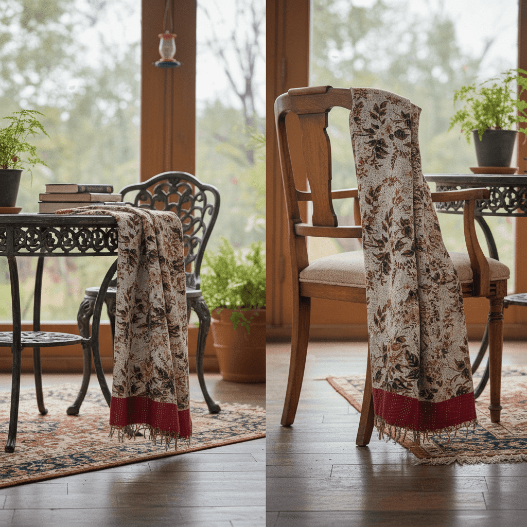 One-of-a-Kind Red Kantha Scarf | Sustainable Artisan Fashion (Crimson Edition)