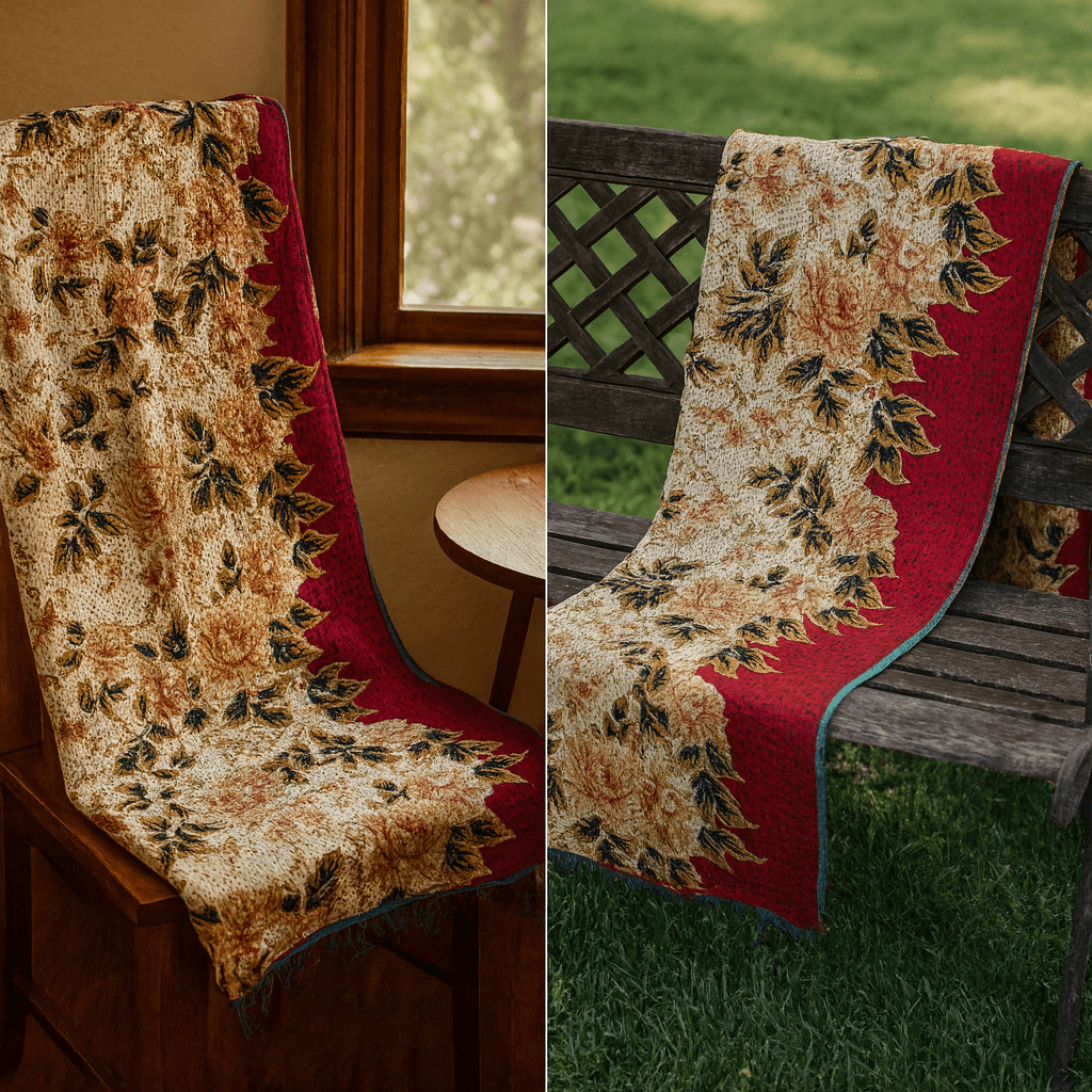 One-of-a-Kind Red Kantha Scarf | Sustainable Artisan Fashion (Crimson Edition)