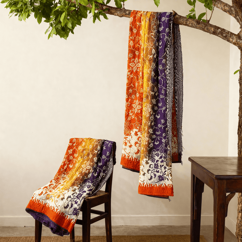 One-of-a-Kind Multicolour Kantha Scarf | Sustainable Artisan Fashion (Kaleidoscope Edition)