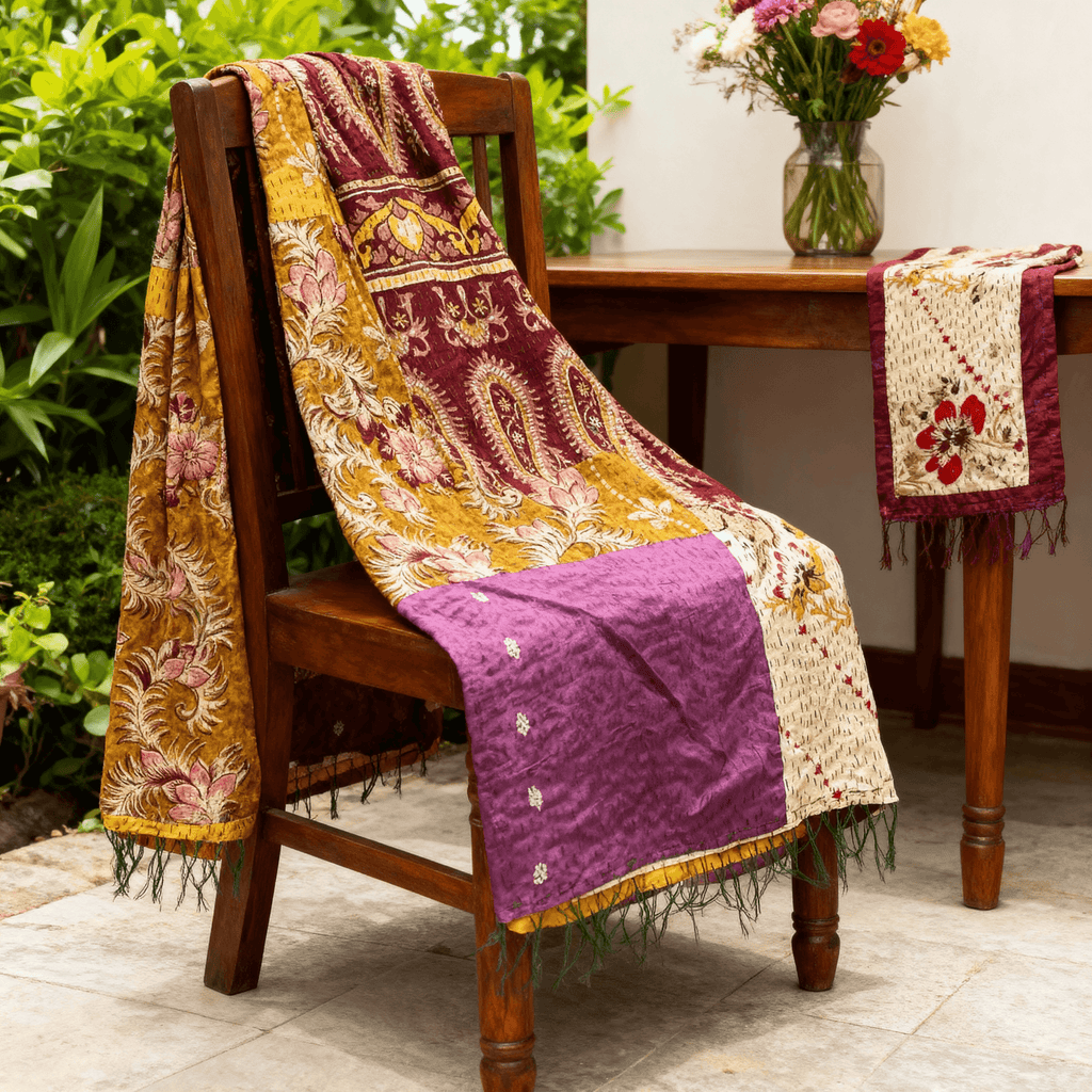 One-of-a-Kind Multicolour Kantha Scarf | Sustainable Artisan Fashion (Kaleidoscope Edition)