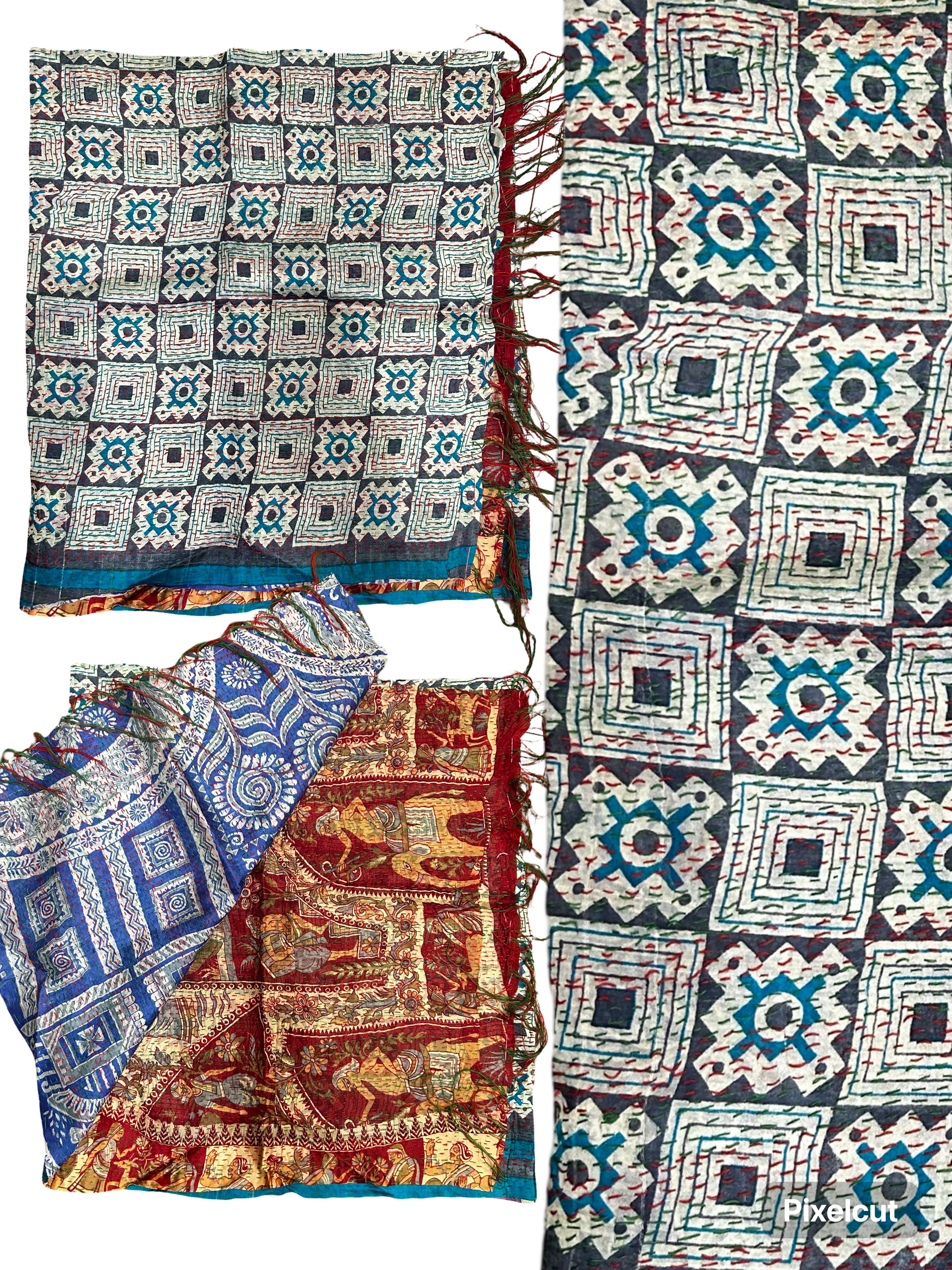 One-of-a-Kind White Kantha Scarf | Sustainable Artisan Fashion (Ivory & Pearl Edition)