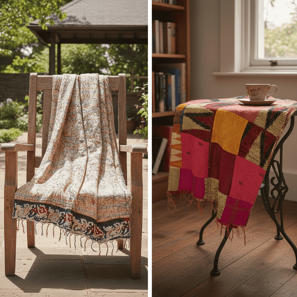 One-of-a-Kind Multicolour Kantha Scarf | Sustainable Artisan Fashion (Kaleidoscope Edition)