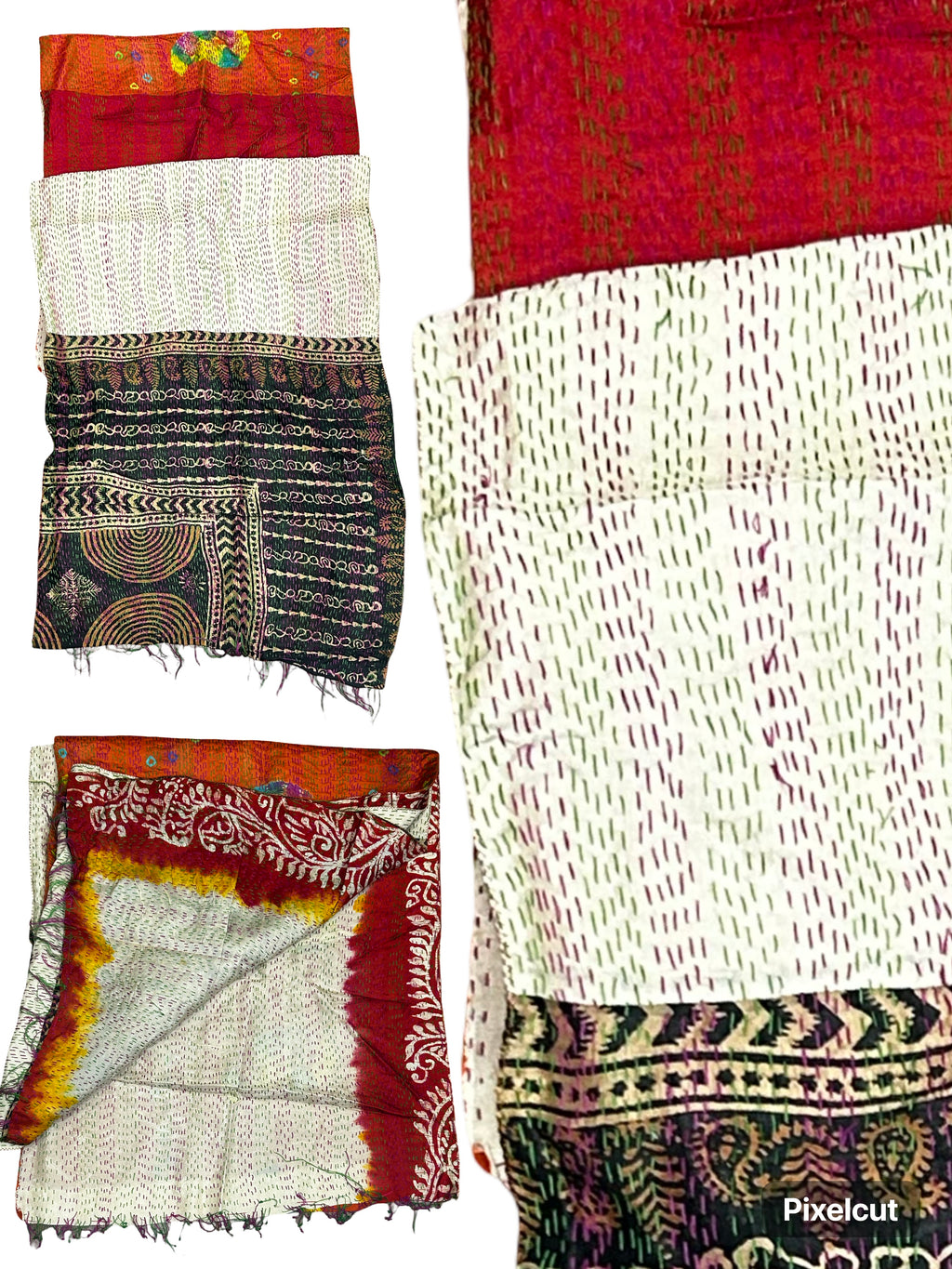 One-of-a-Kind Orange Kantha Scarf | Sustainable Artisan Fashion (Sunset & Spice Edition)