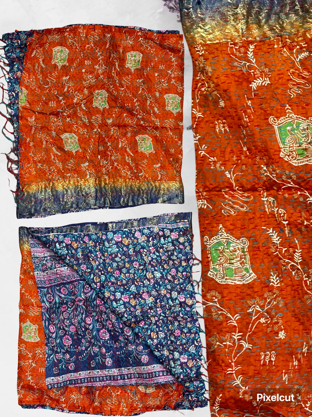 One-of-a-Kind Orange Kantha Scarf | Sustainable Artisan Fashion (Sunset & Spice Edition)