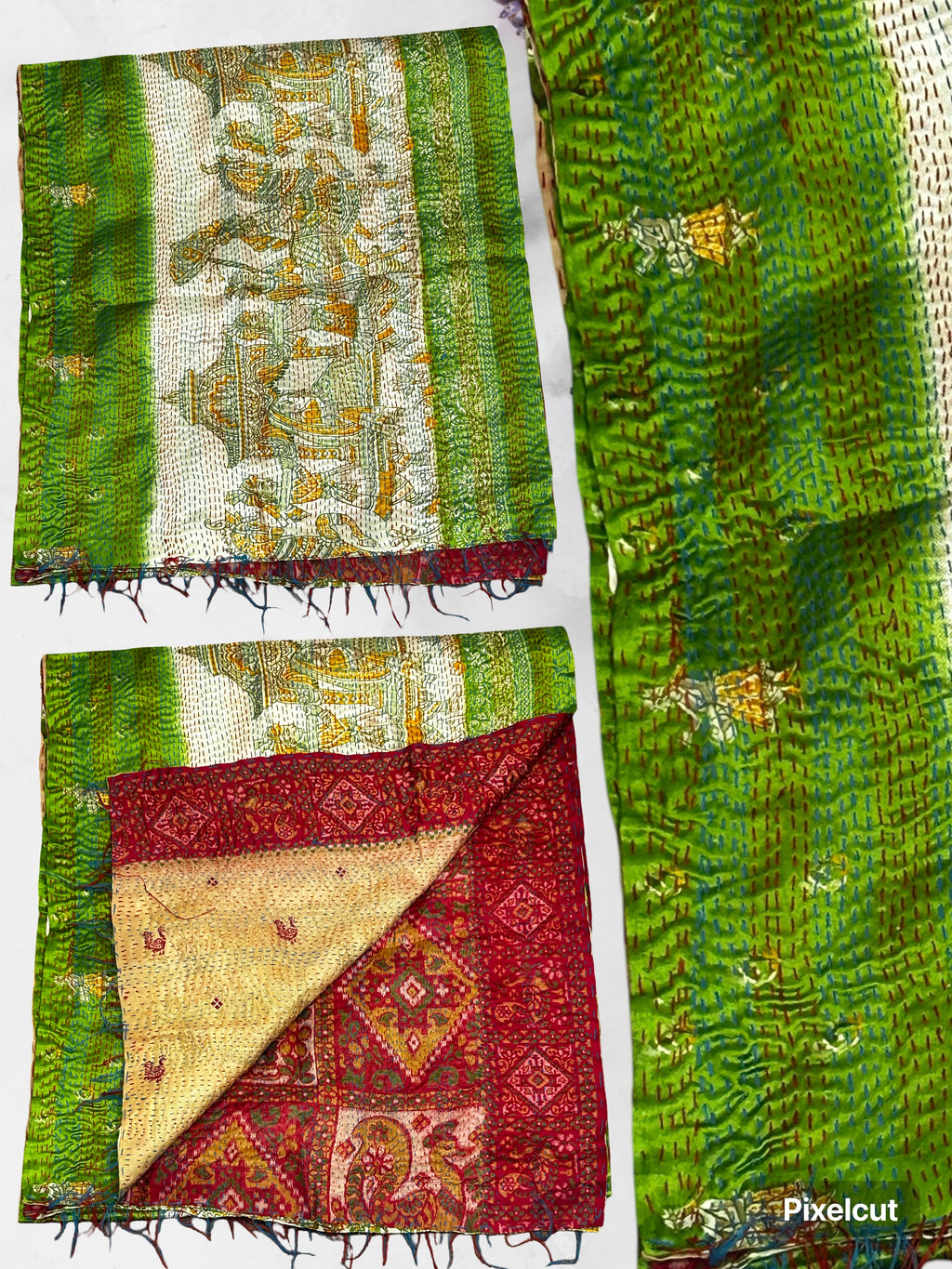 One-of-a-Kind Green Kantha Scarf | Sustainable Artisan Fashion (Emerald & Earth Edition)