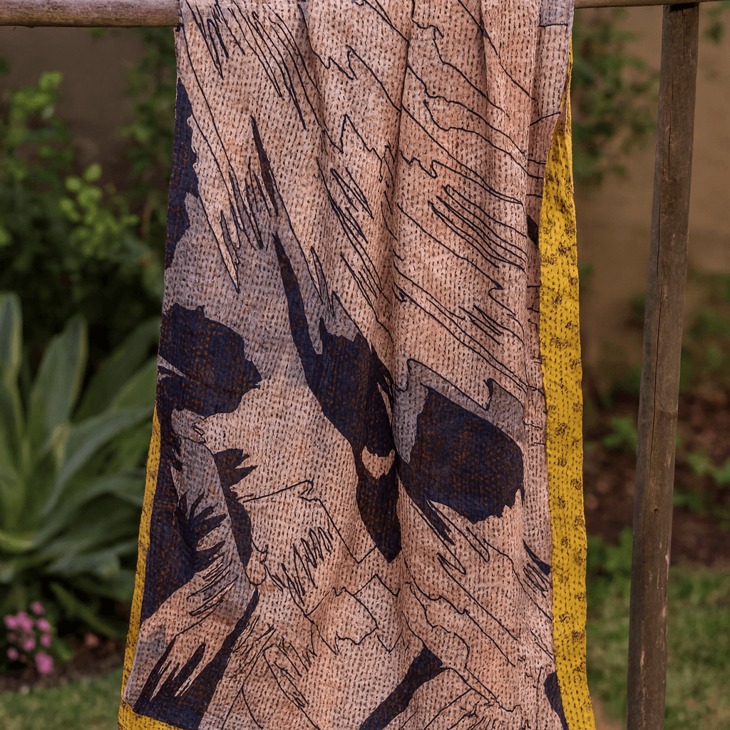 One-of-a-Kind White Kantha Scarf | Sustainable Artisan Fashion (Ivory & Pearl Edition)