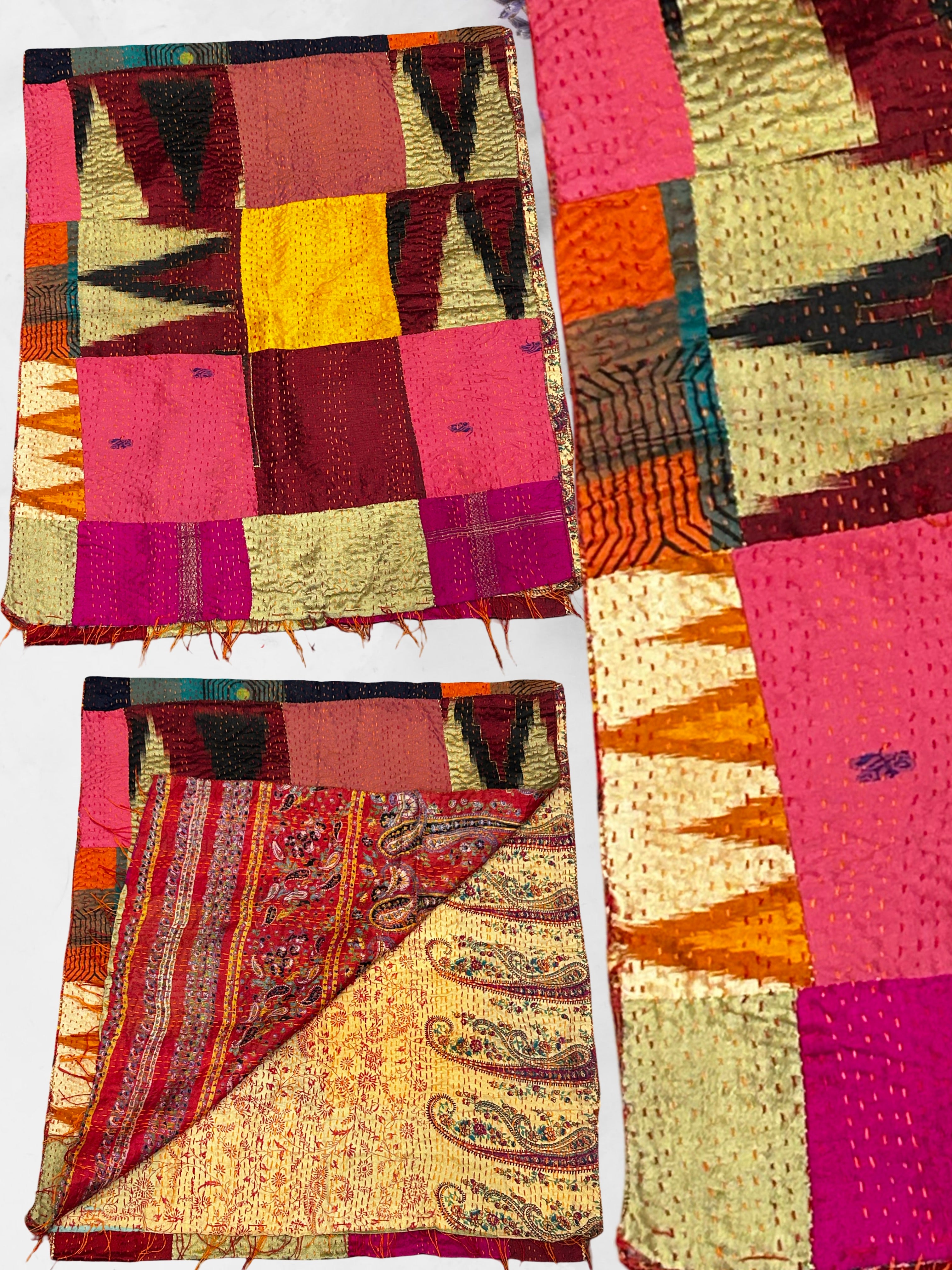 One-of-a-Kind Multicolour Kantha Scarf | Sustainable Artisan Fashion (Kaleidoscope Edition)