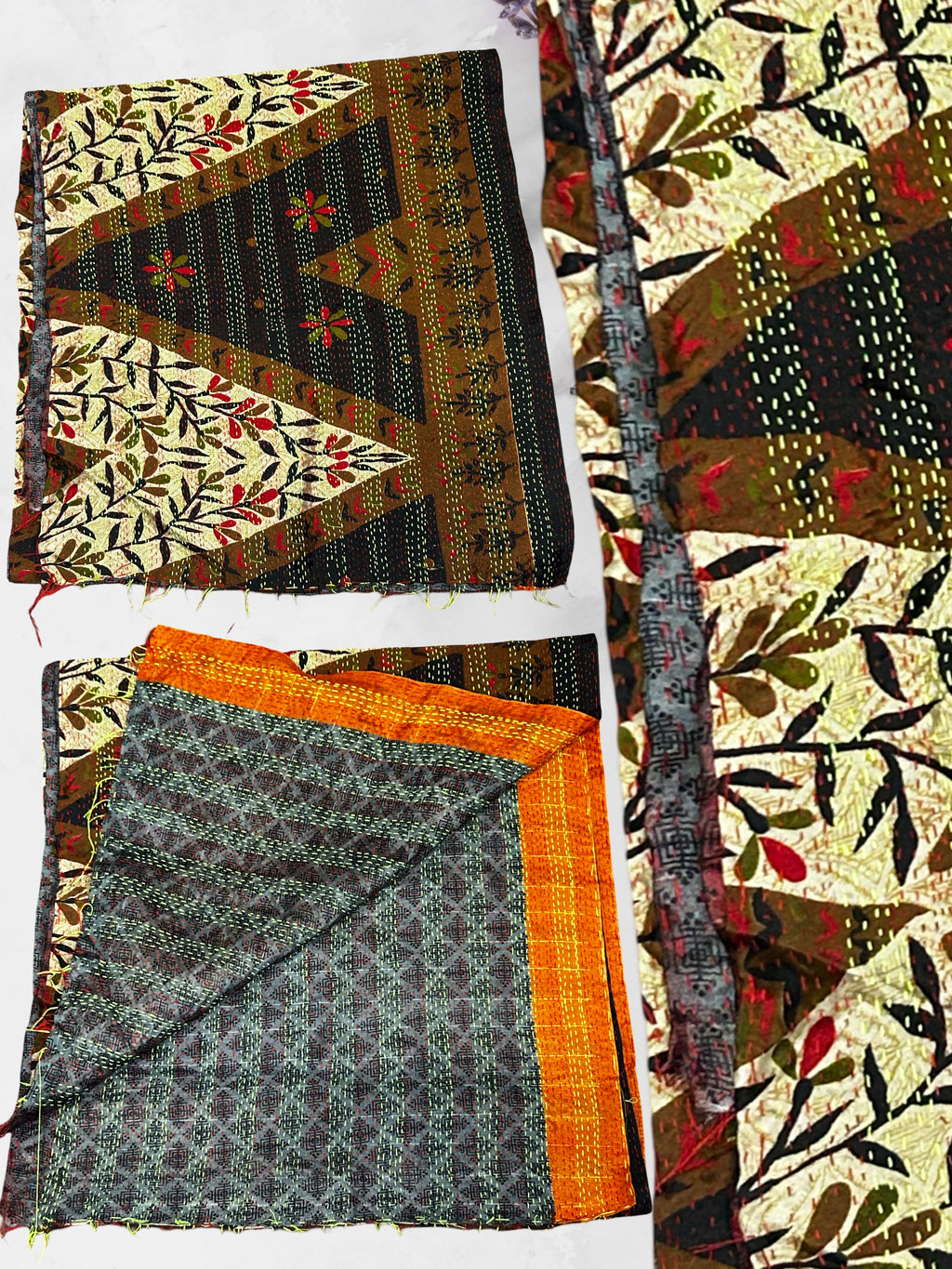 One-of-a-Kind White Kantha Scarf | Sustainable Artisan Fashion (Ivory & Pearl Edition)