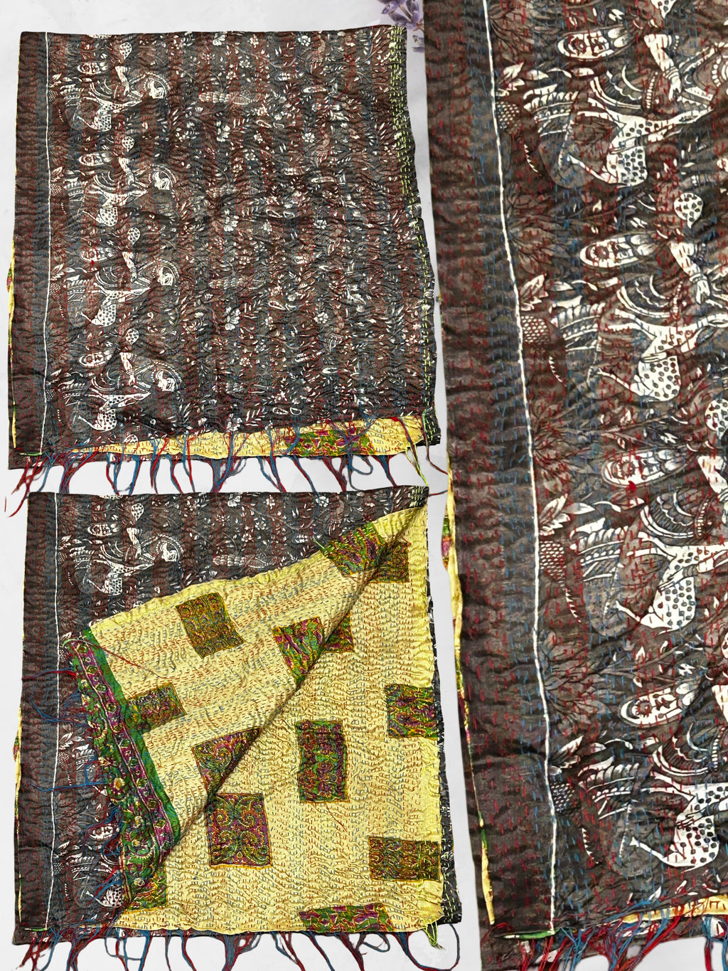 One-of-a-Kind White Kantha Scarf | Sustainable Artisan Fashion (Ivory & Pearl Edition)