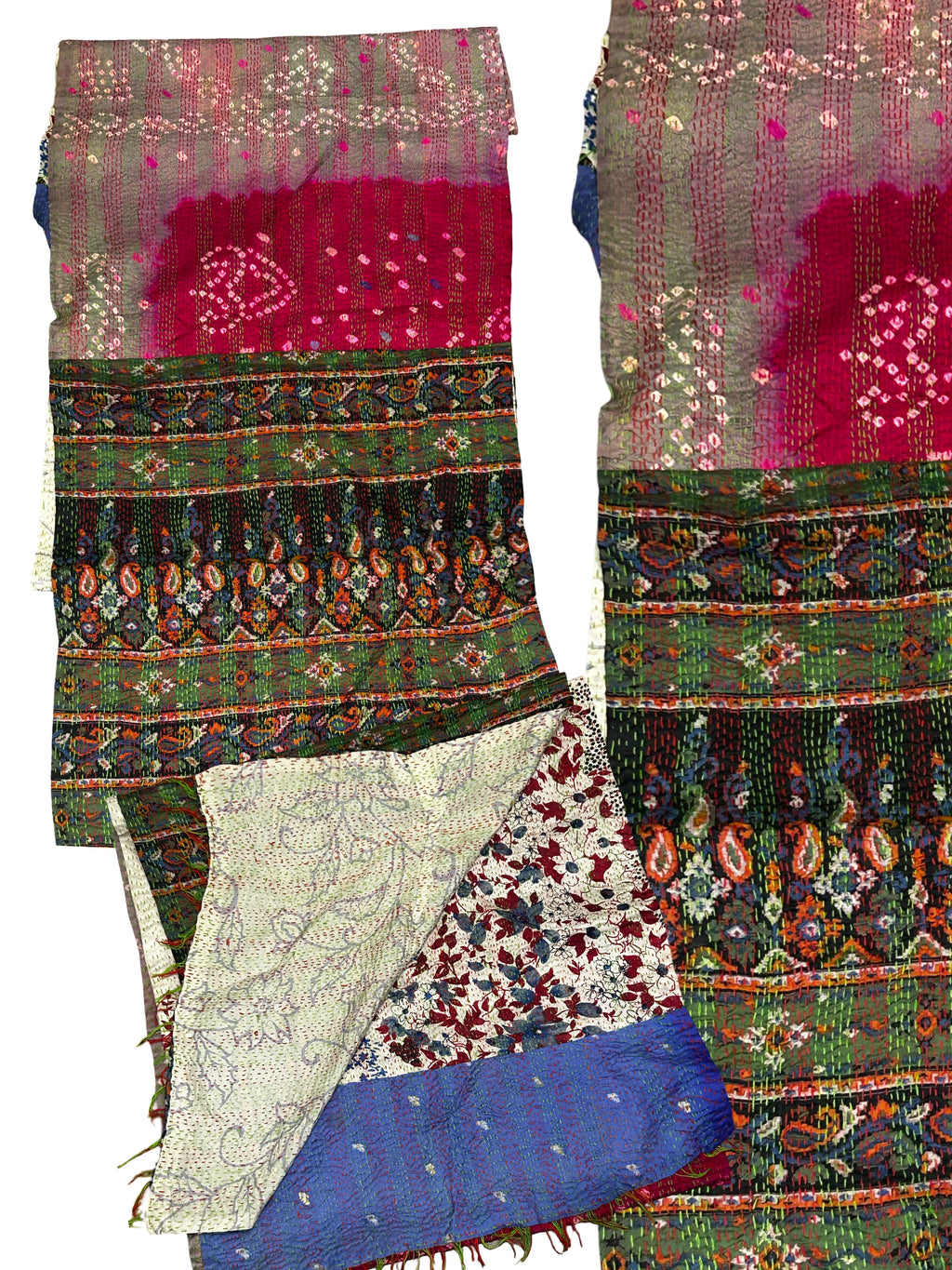 One-of-a-Kind Red Kantha Scarf | Sustainable Artisan Fashion (Crimson Edition)