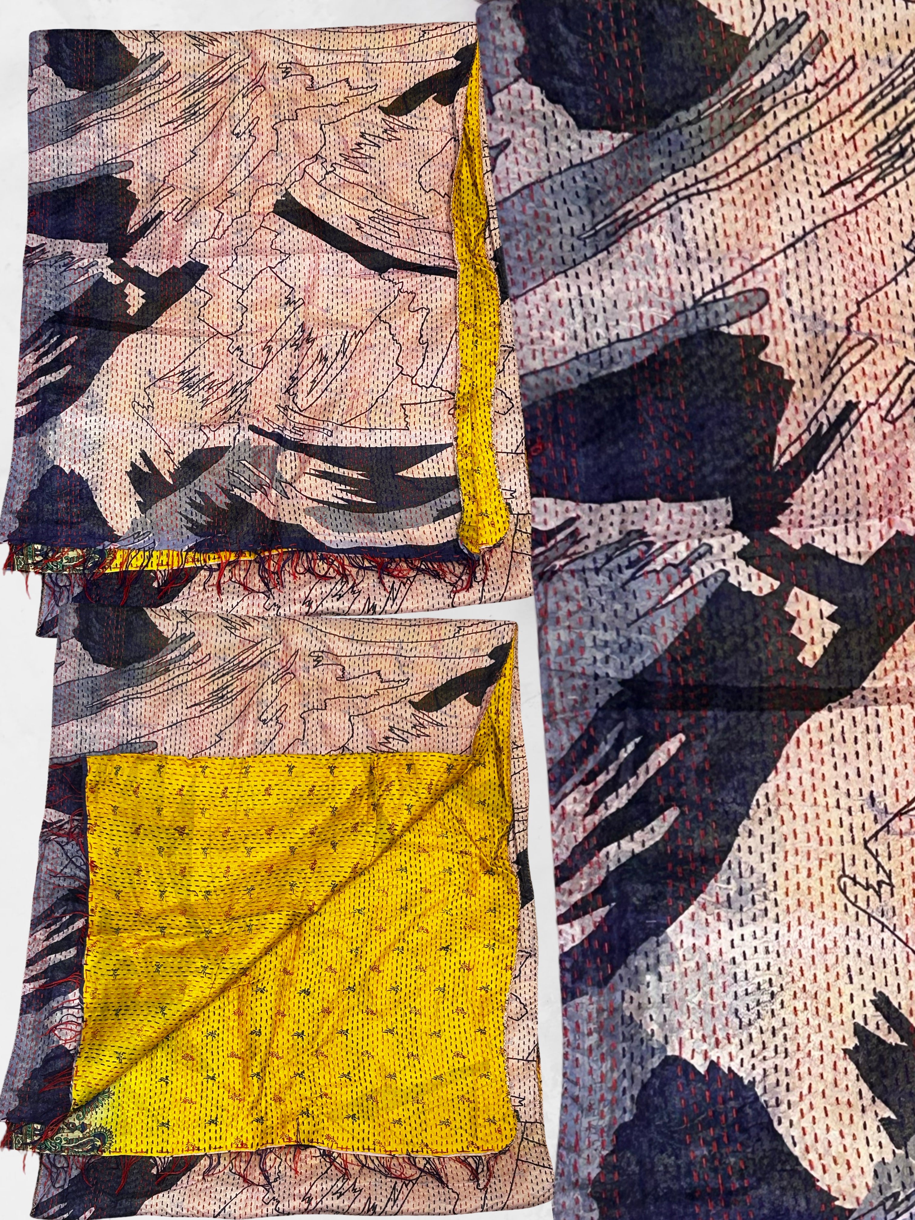 One-of-a-Kind White Kantha Scarf | Sustainable Artisan Fashion (Ivory & Pearl Edition)