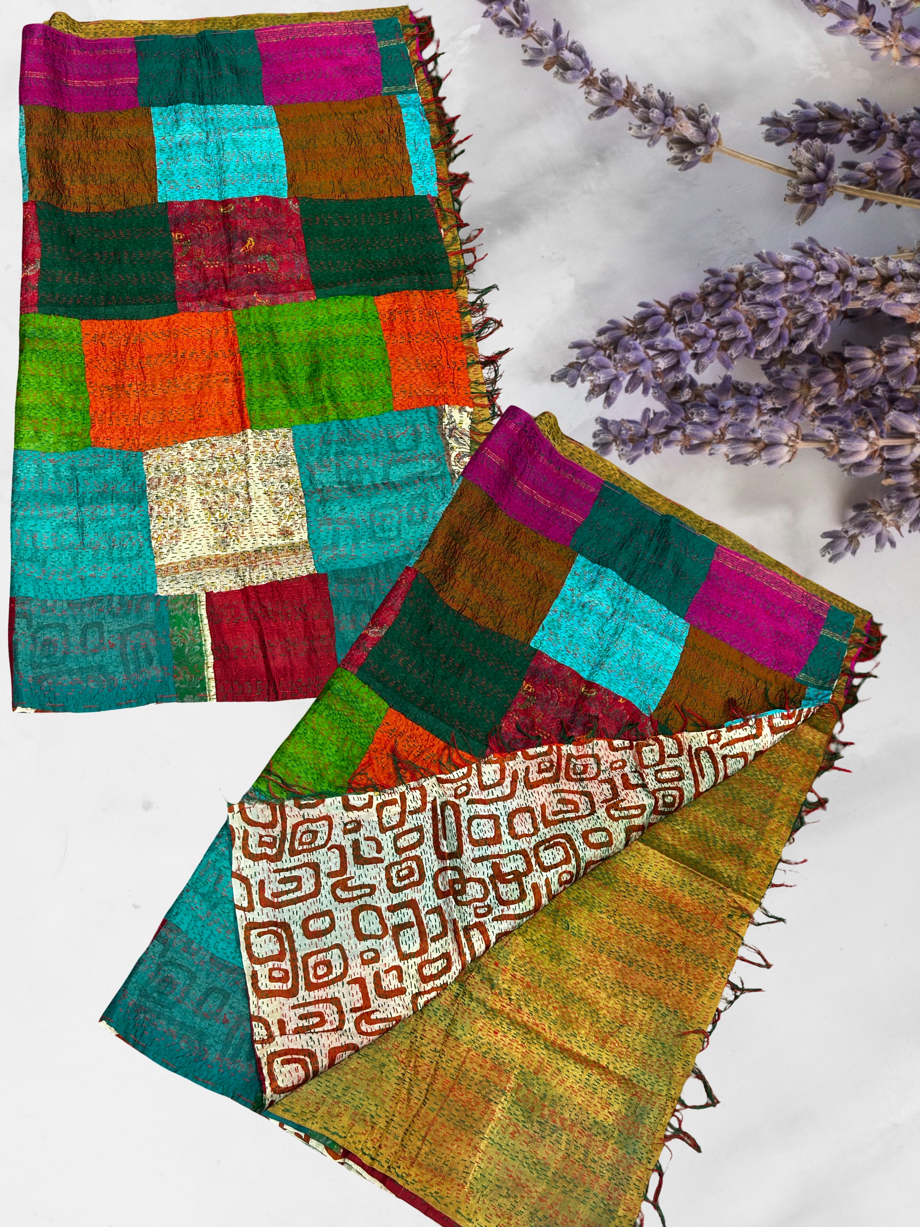 One-of-a-Kind Wide Kantha Scarf | Sustainable Artisan Fashion (The Statement Collection)