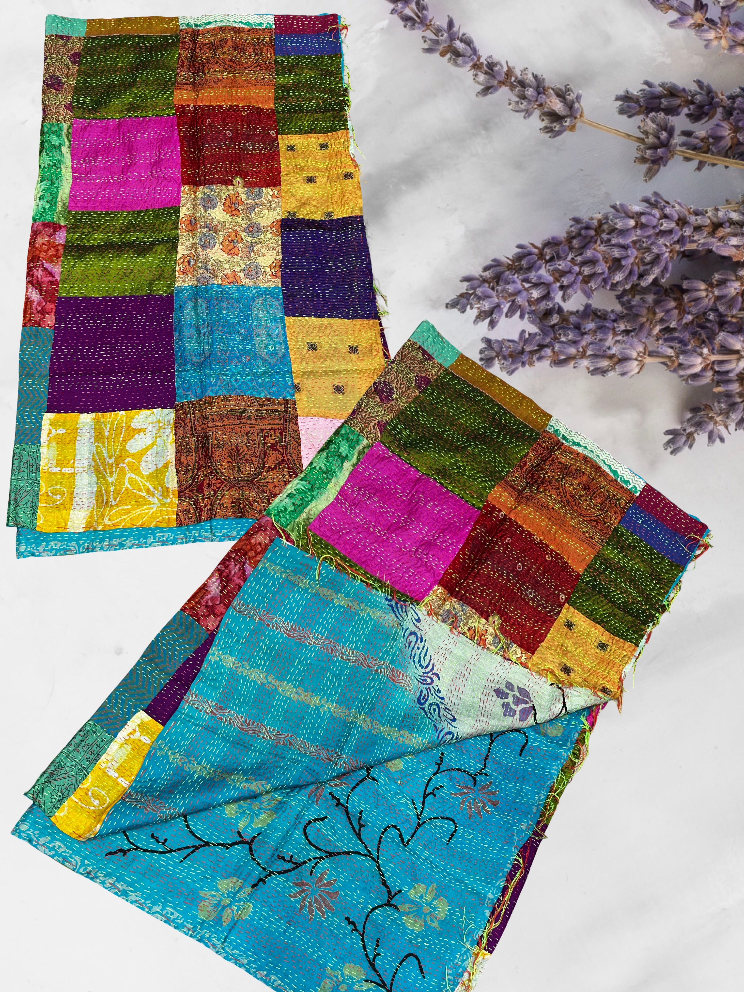 One-of-a-Kind Wide Kantha Scarf | Sustainable Artisan Fashion (The Statement Collection)