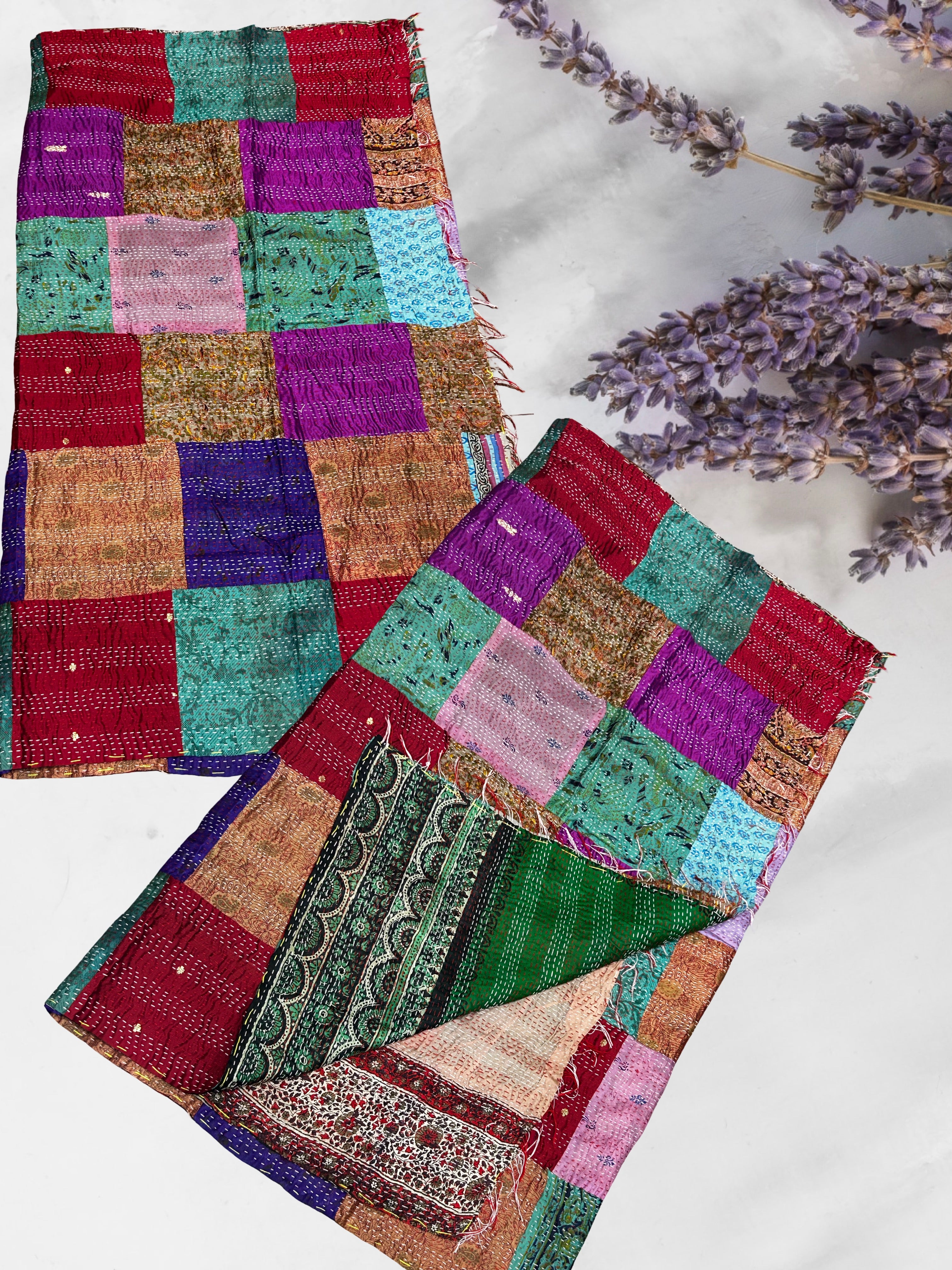 One-of-a-Kind Wide Kantha Scarf | Sustainable Artisan Fashion (The Statement Collection)