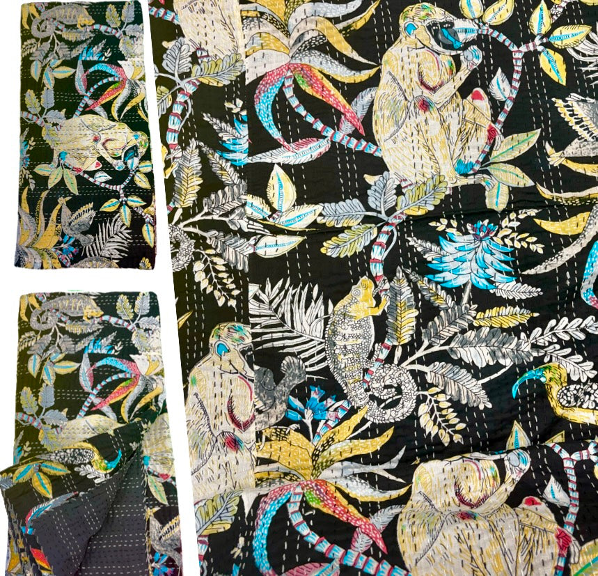 Handcrafted Cotton Kantha Quilt (King Size, 108" x 108")