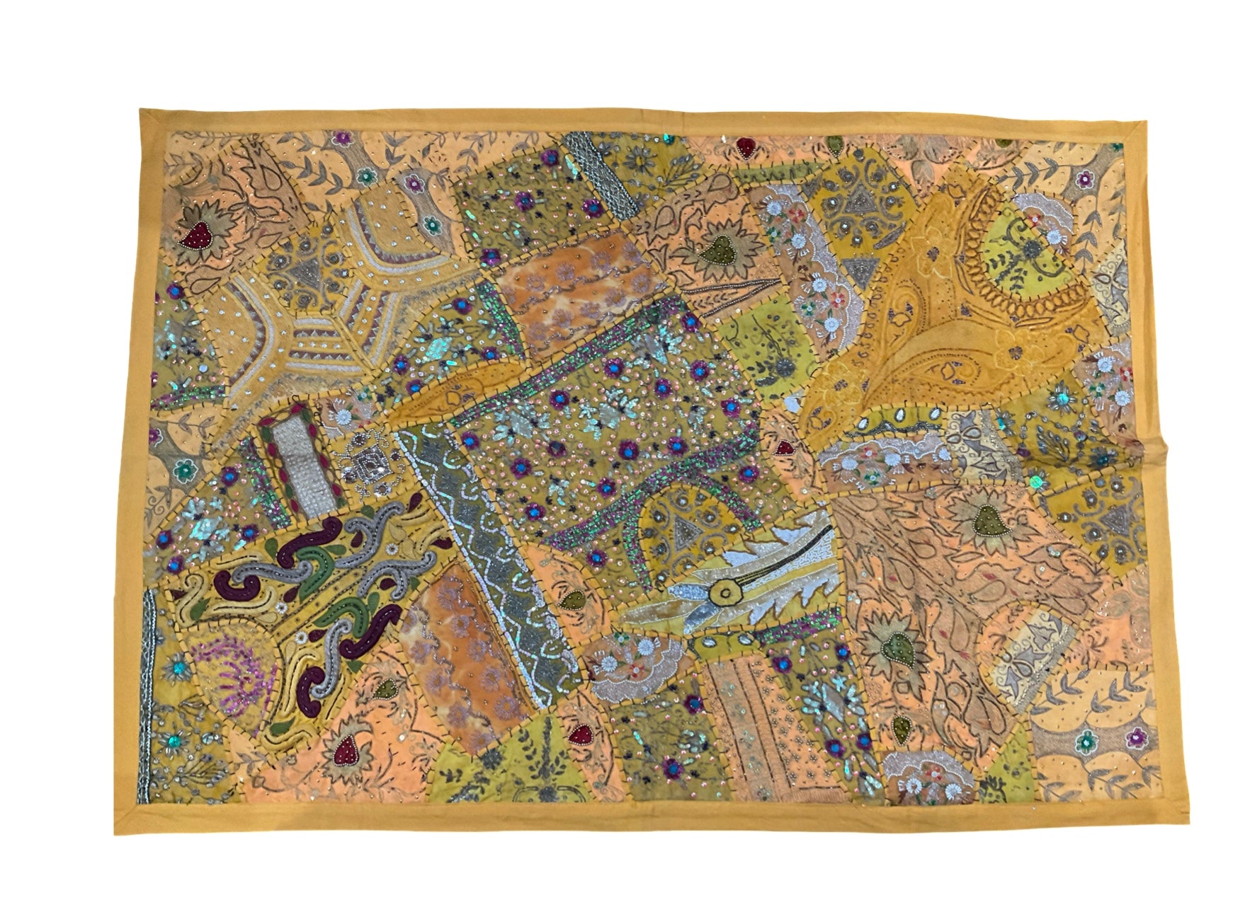 Large Zardozi Elephant Wall Hanging (40" x 60") – Majestic Textile Art