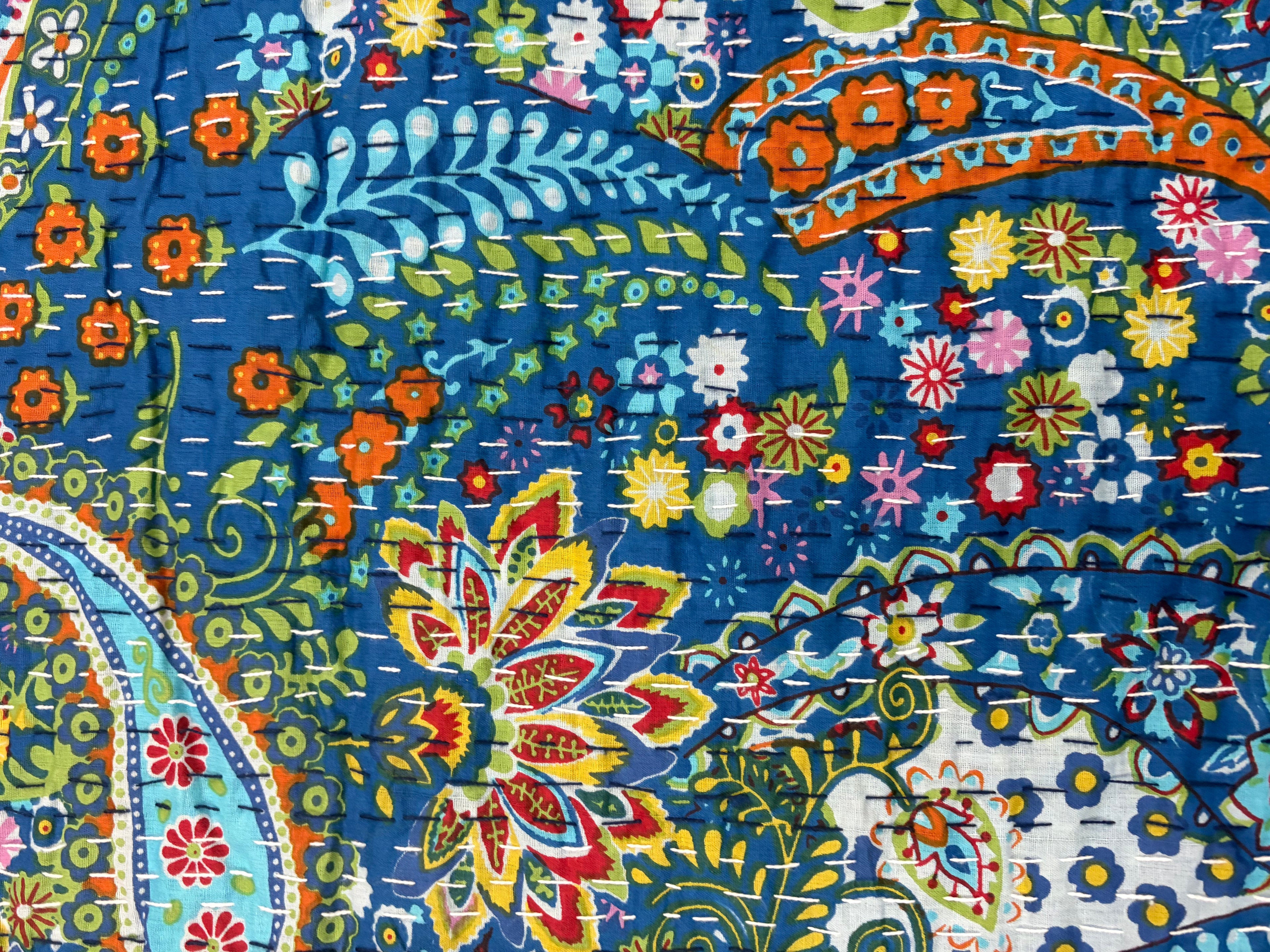 Handcrafted Cotton Kantha Quilt (King Size, 108" x 108")