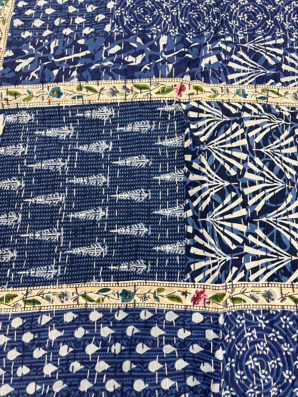 Handcrafted Cotton Kantha Quilt (King Size, 108" x 108")