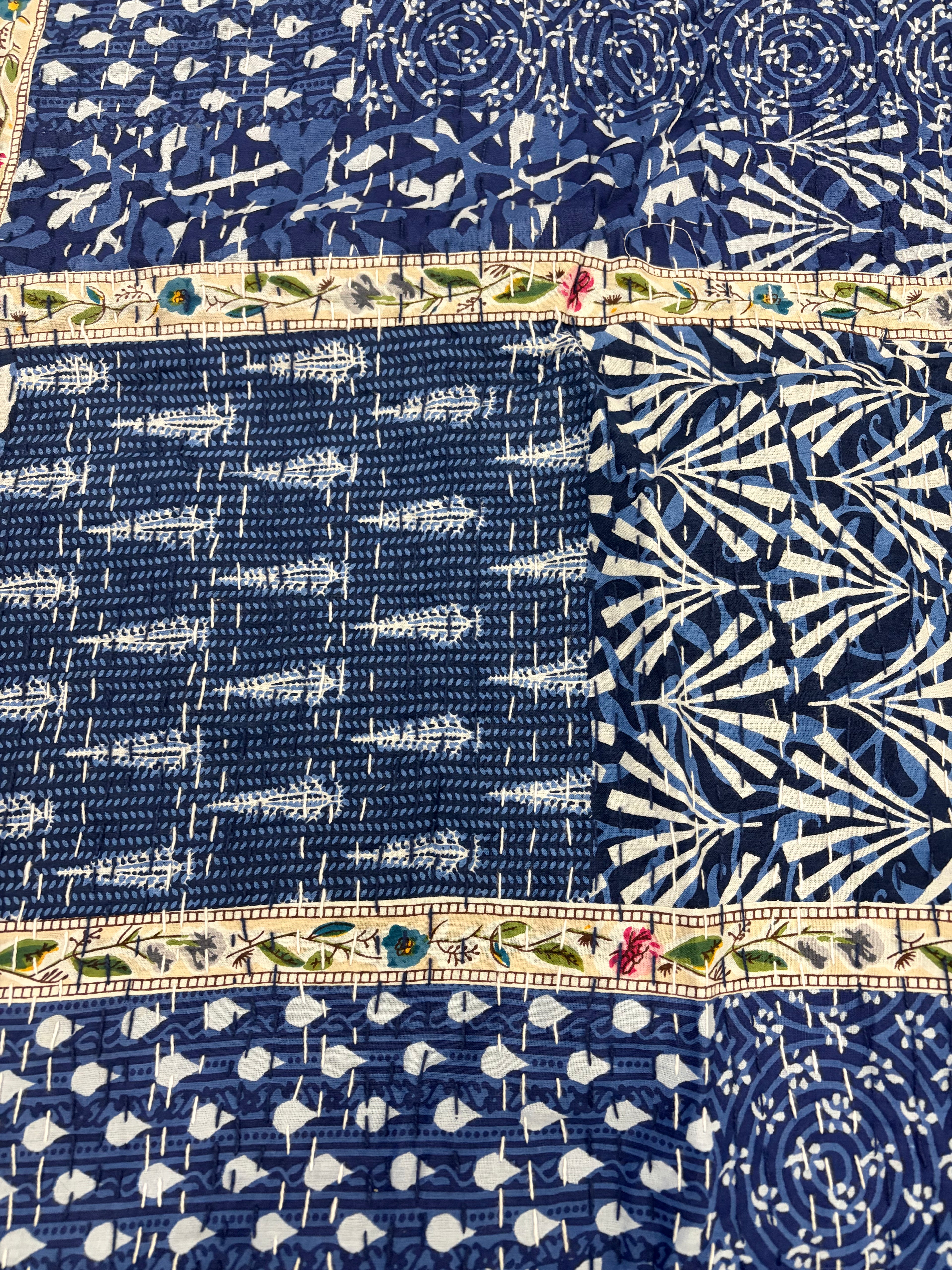 Handcrafted Cotton Kantha Quilt (King Size, 108" x 108")