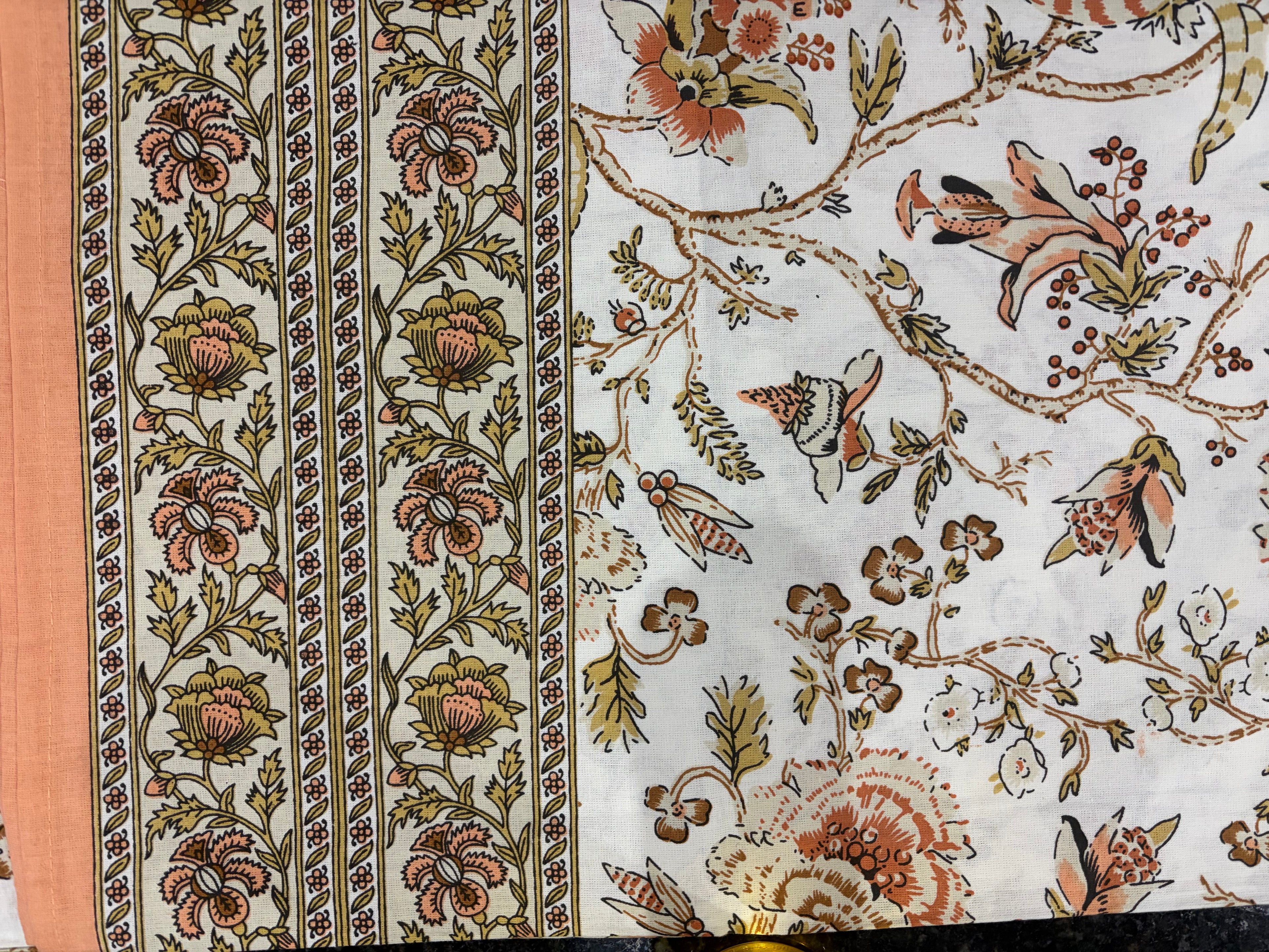 Hand-Printed Cotton Bedsheet (90" x 102") – Queen Size Set with 2 Pillow Covers