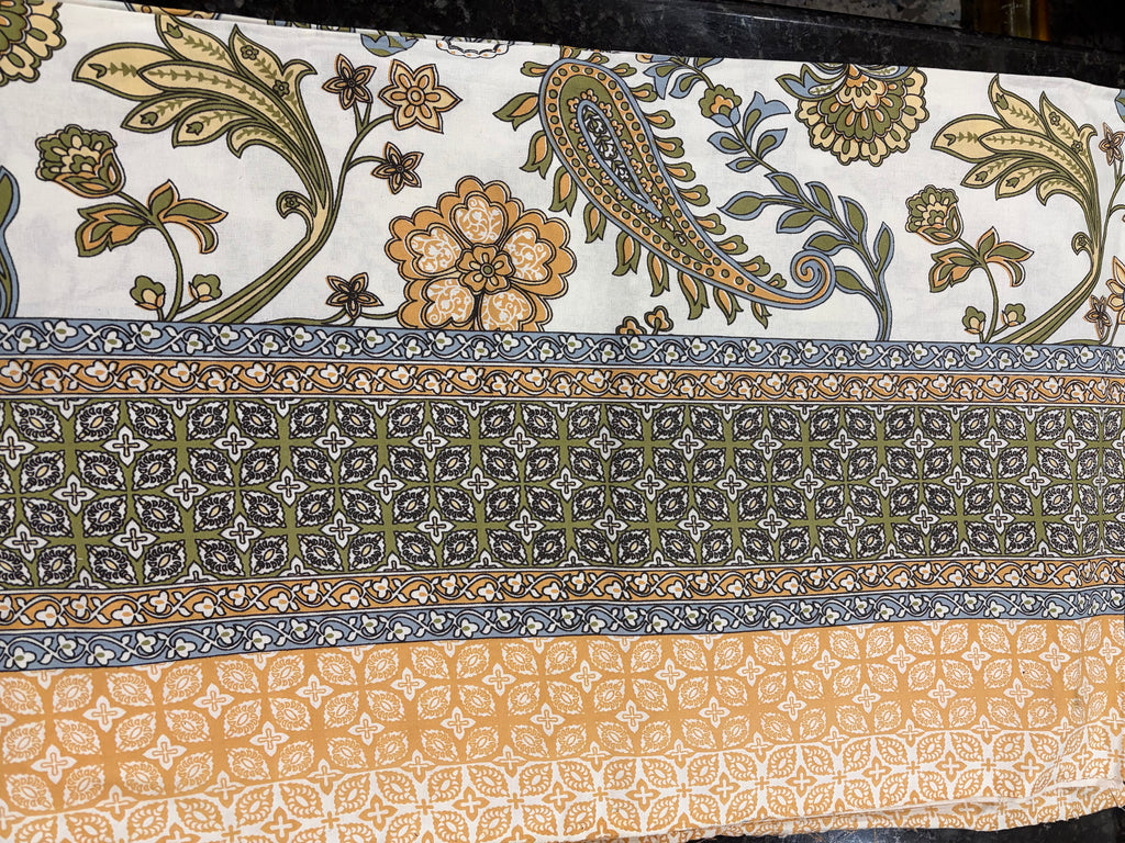 Hand-Printed Cotton Bedsheet (90" x 102") – Queen Size Set with 2 Pillow Covers