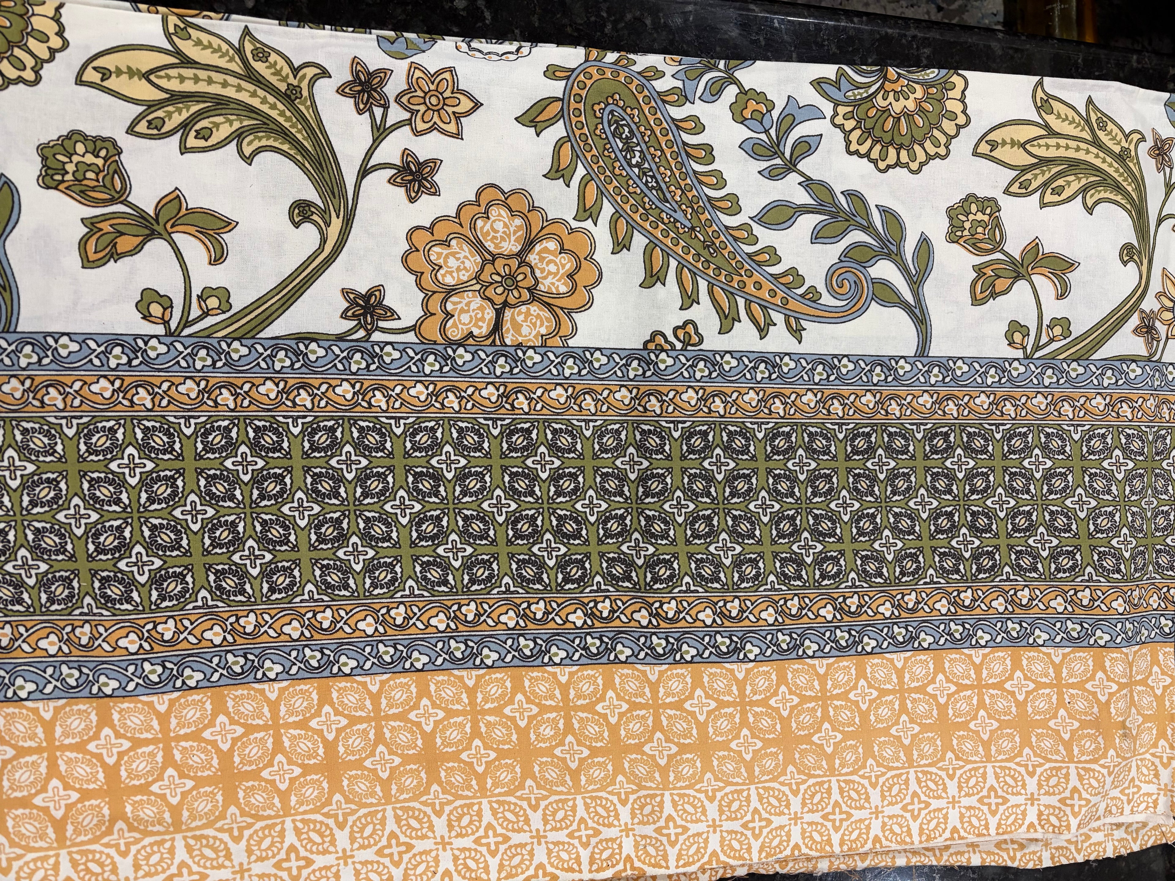 Hand-Printed Cotton Bedsheet (90" x 102") – Queen Size Set with 2 Pillow Covers