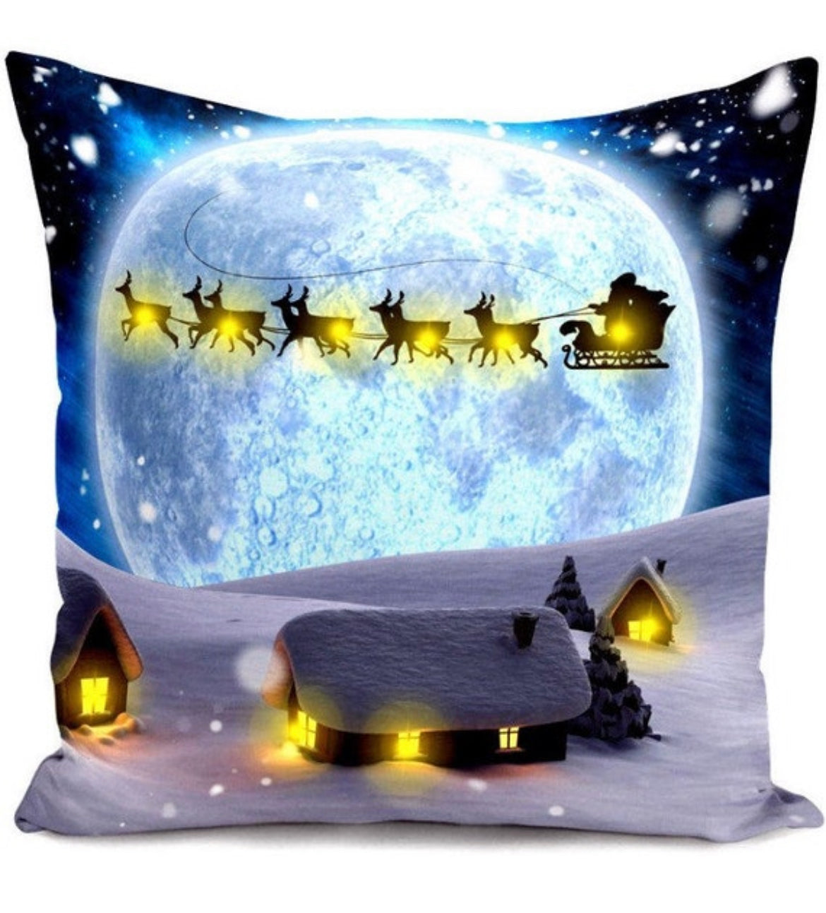 Enchanting Winter Night Santa Sleigh 18x18 Inch Cushion Cover