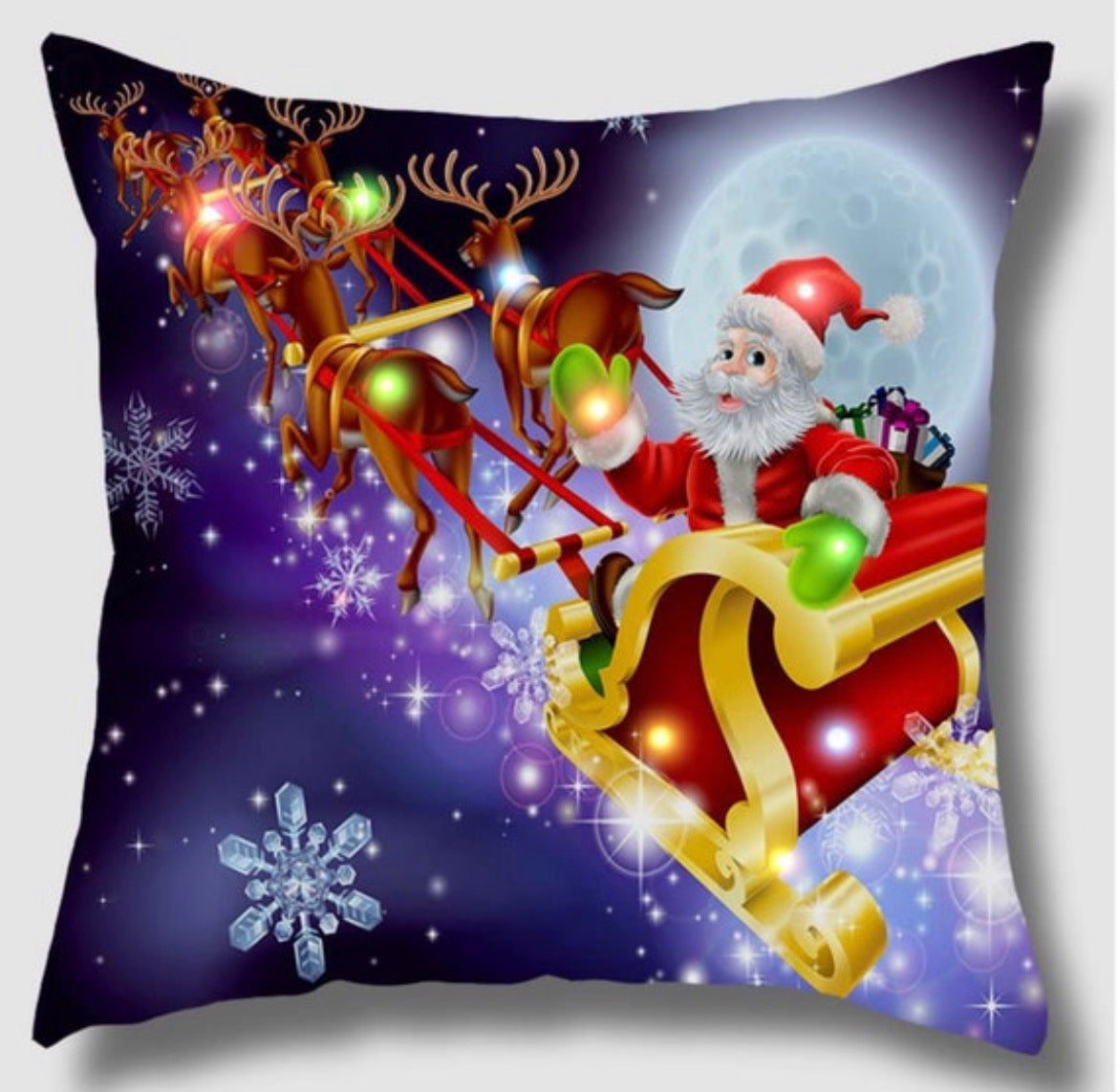 🎅 Santa’s Midnight Flight: Magical Sleigh Ride Cushion Cover (18" x 18")