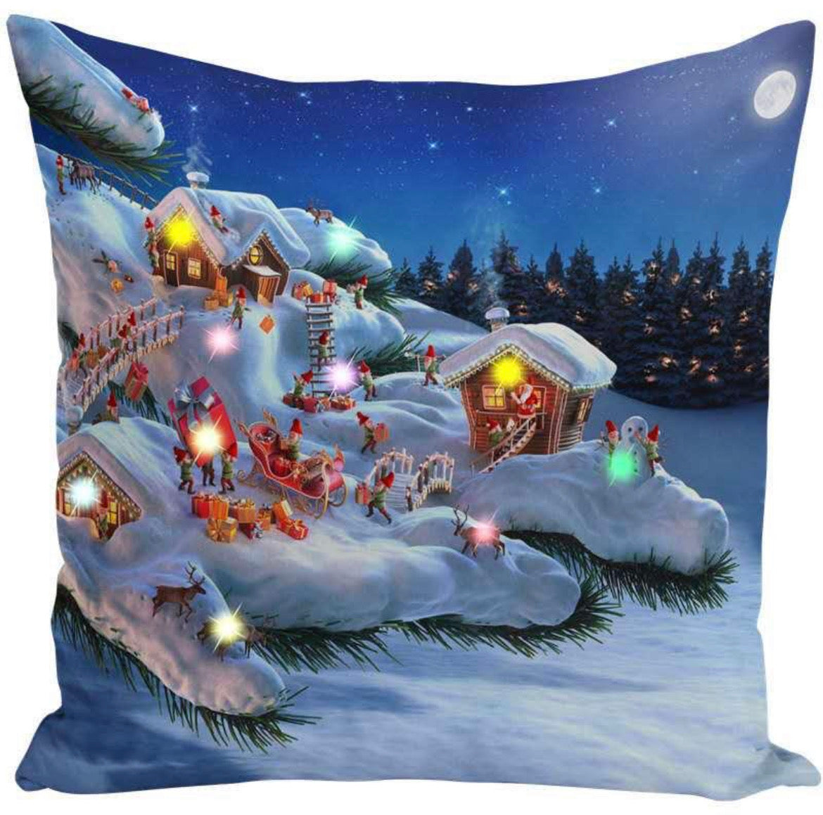 Santa’s Enchanted Village Cushion Cover – 18 x 18 in