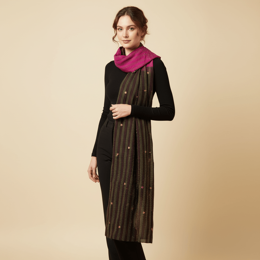 One-of-a-Kind Wide Kantha Scarf | Sustainable Artisan Fashion (The Statement Collection)