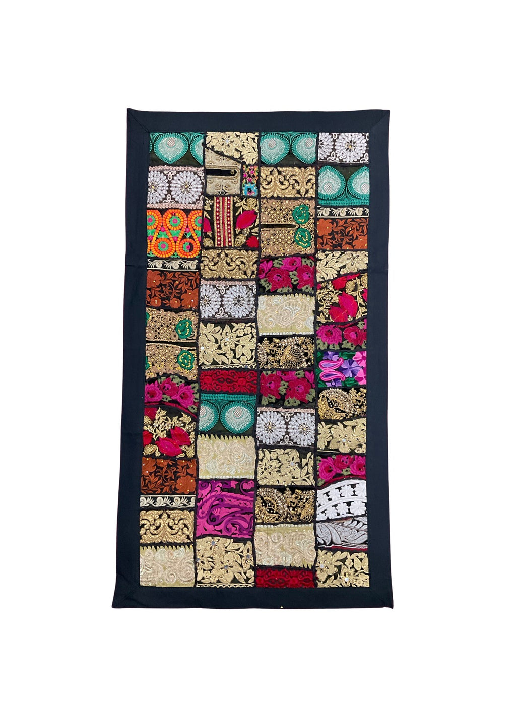 Bohemian Patchwork Tapestry Wall Hanging - Handmade Embroidered Fabric Art for Boho Home Decor, Living Room, Bedroom, Gift