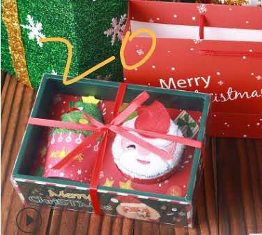 Festive Delights: Handmade Cotton Christmas Cupcake Towel Gift Set