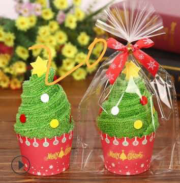 Festive Delights: Handmade Cotton Christmas Cupcake Towel Gift Set