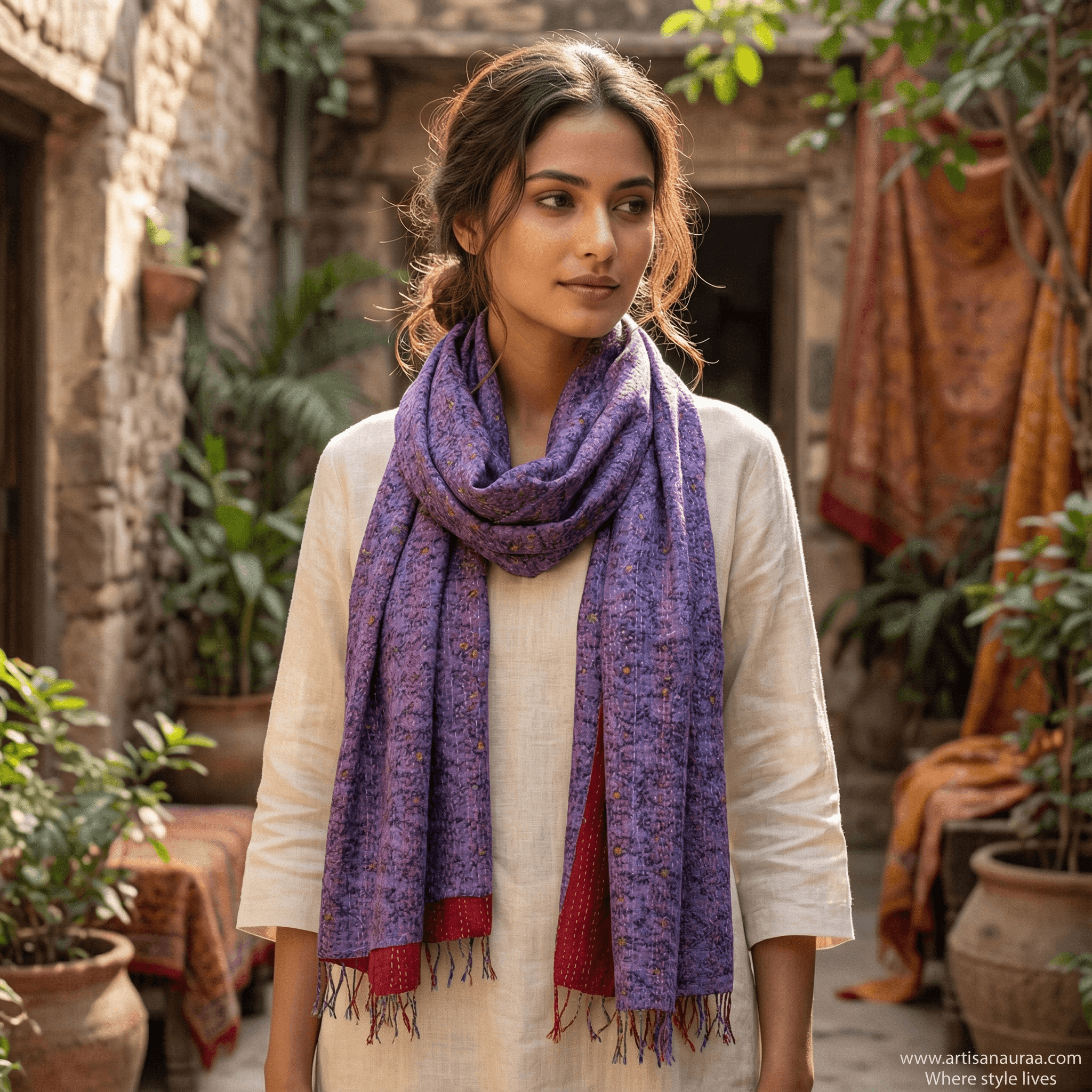 One-of-a-Kind Multicolour Kantha Scarf | Sustainable Artisan Fashion (Kaleidoscope Edition)