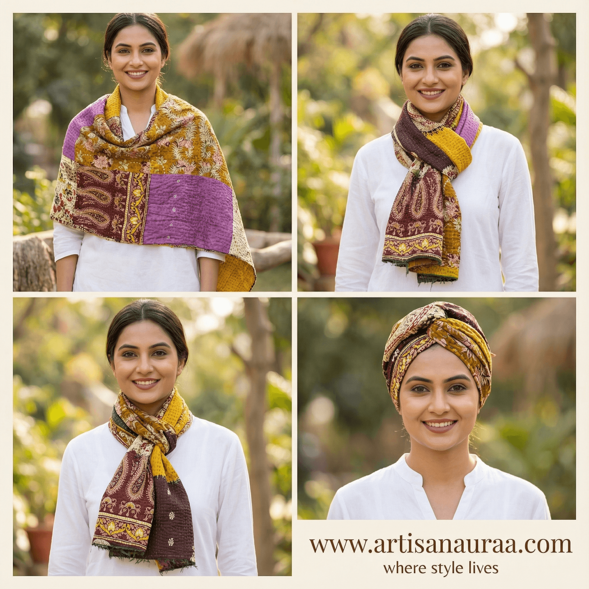 One-of-a-Kind Multicolour Kantha Scarf | Sustainable Artisan Fashion (Kaleidoscope Edition)